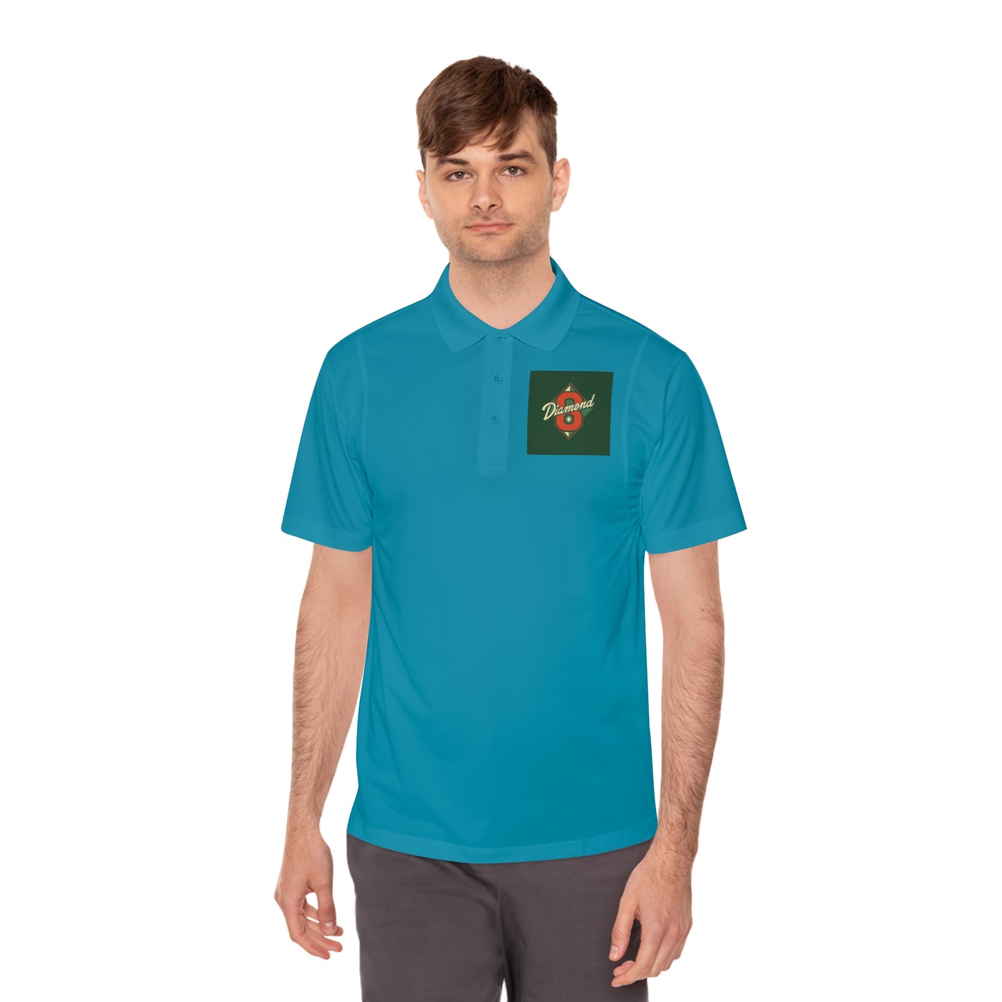 Men's Sport Polo Shirt with Green Design, Casual Wear, Gym Apparel, Outdoor Events, Golf Shirt, Father's Day Gift - Diamond 8