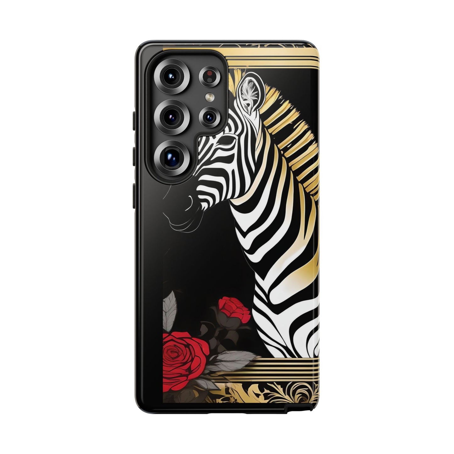 Phone Case - Elegant Zebra & Roses Design