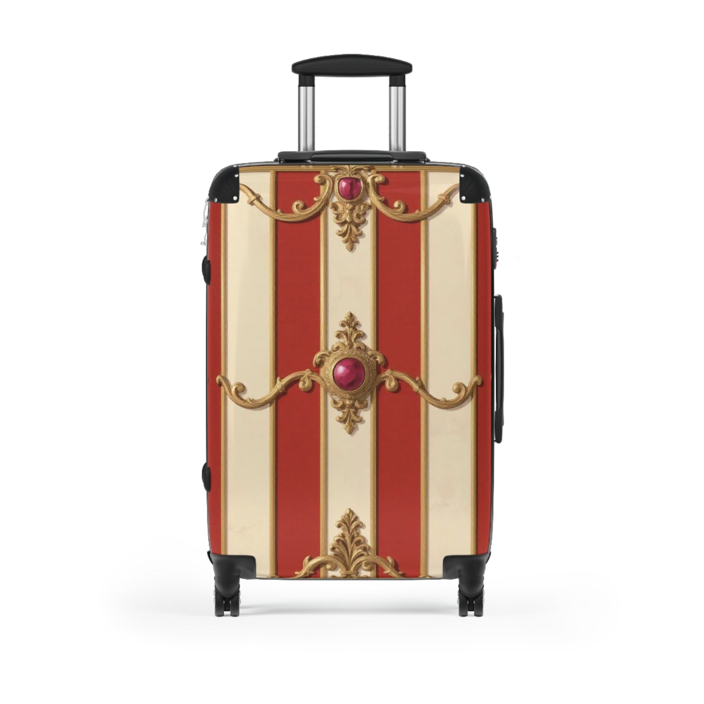 Elegant Vintage Design Suitcase - Perfect for Travel & Special Occasions - Alabaster & Dusk Orange Striped Baroque