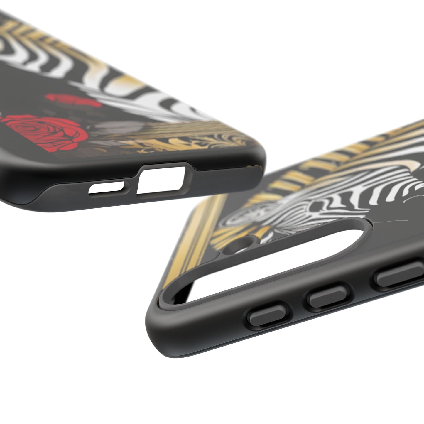 Phone Case - Elegant Zebra & Roses Design