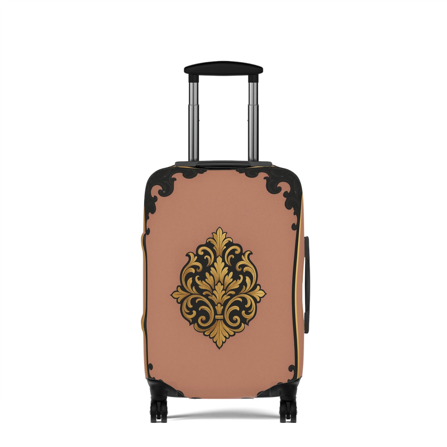 Mauve & Black-Gold Baroque Vintage Luggage Cover — Elegant Travel Protector
