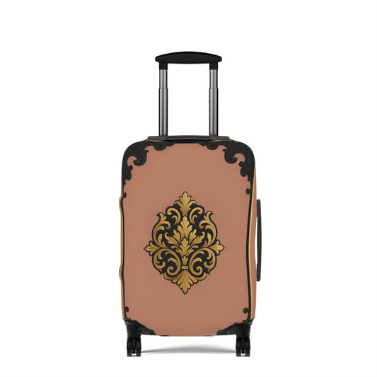 Mauve & Black-Gold Baroque Vintage Luggage Cover — Elegant Travel Protector