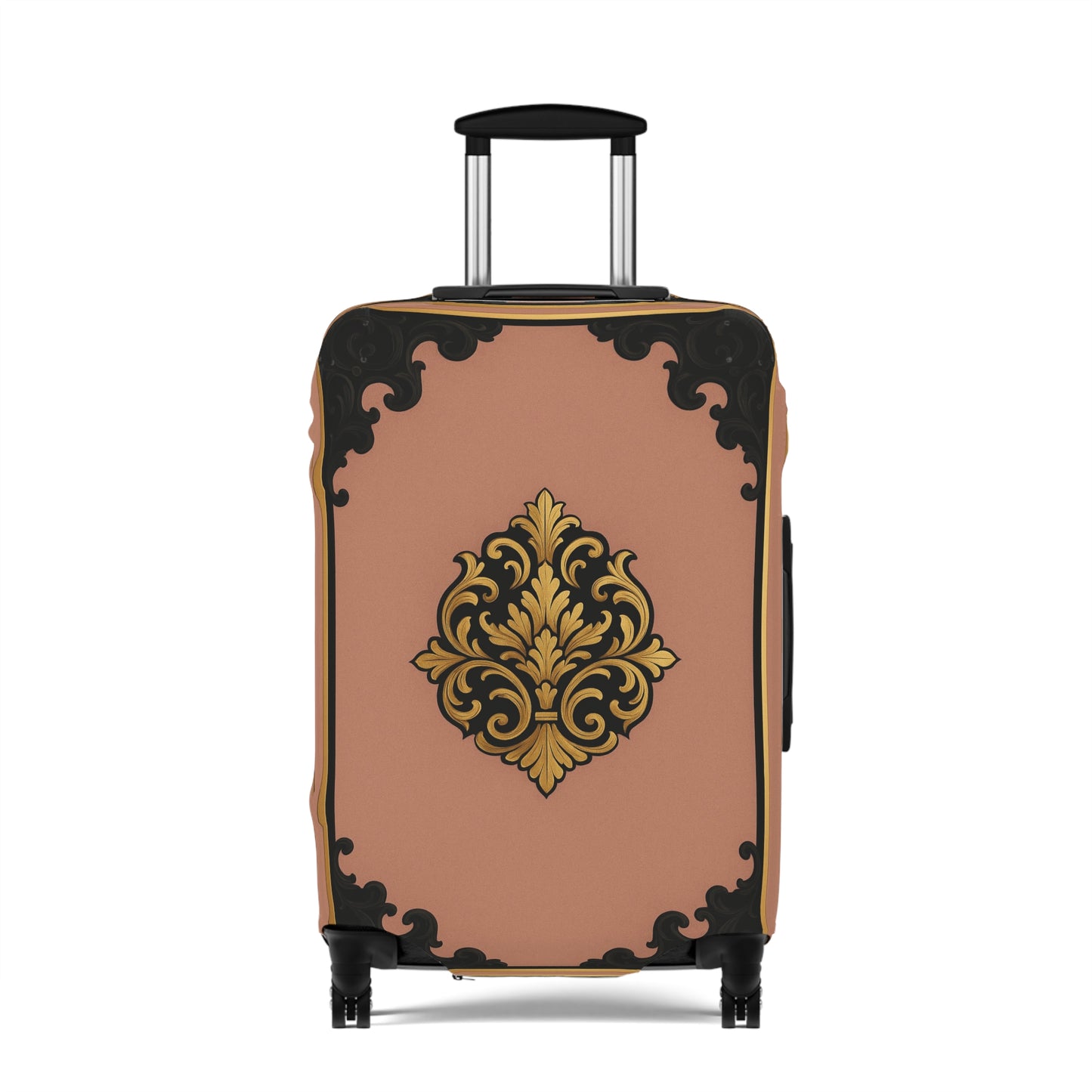 Mauve & Black-Gold Baroque Vintage Luggage Cover — Elegant Travel Protector
