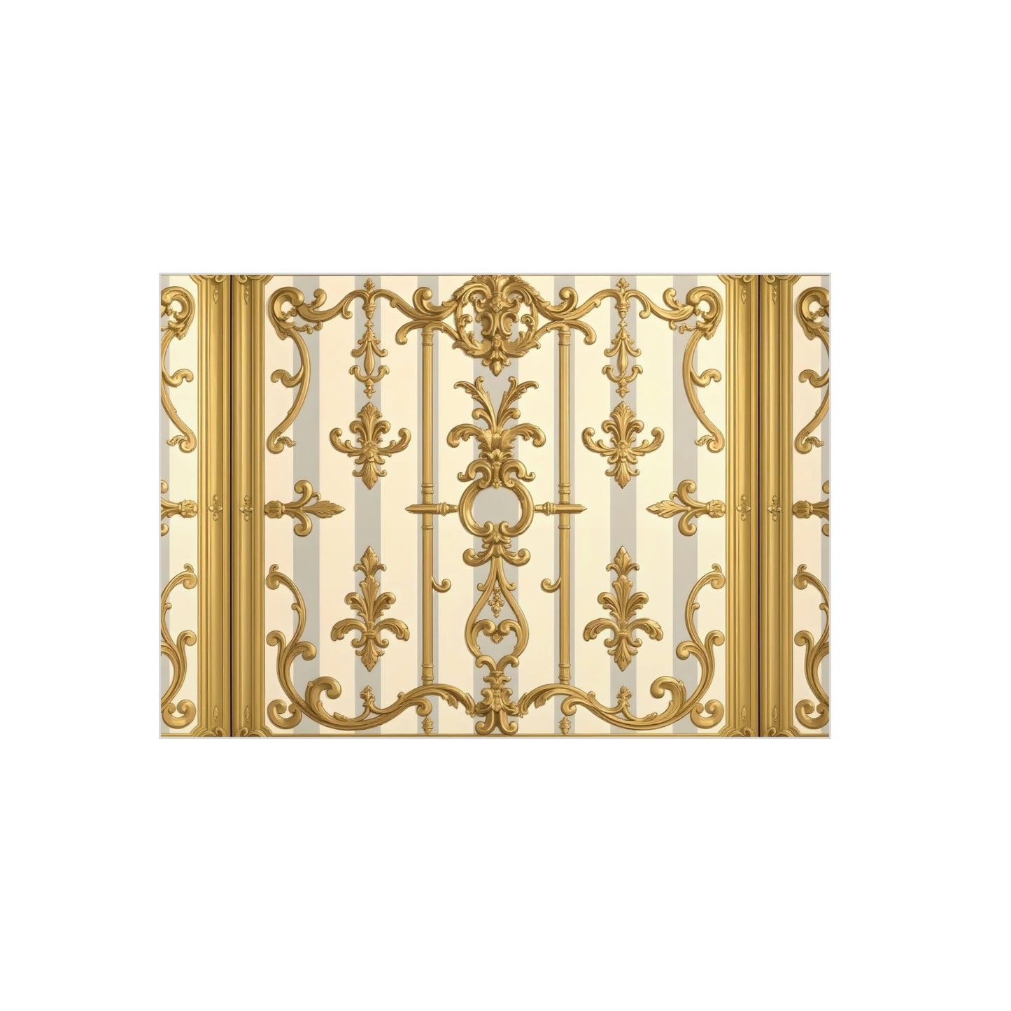 Elegant Ornate Foam Board Art - Luxury Wall Décor, Home Decoration, Versatile Display Board - Matte Gray & Cream Striped Gold Baroque