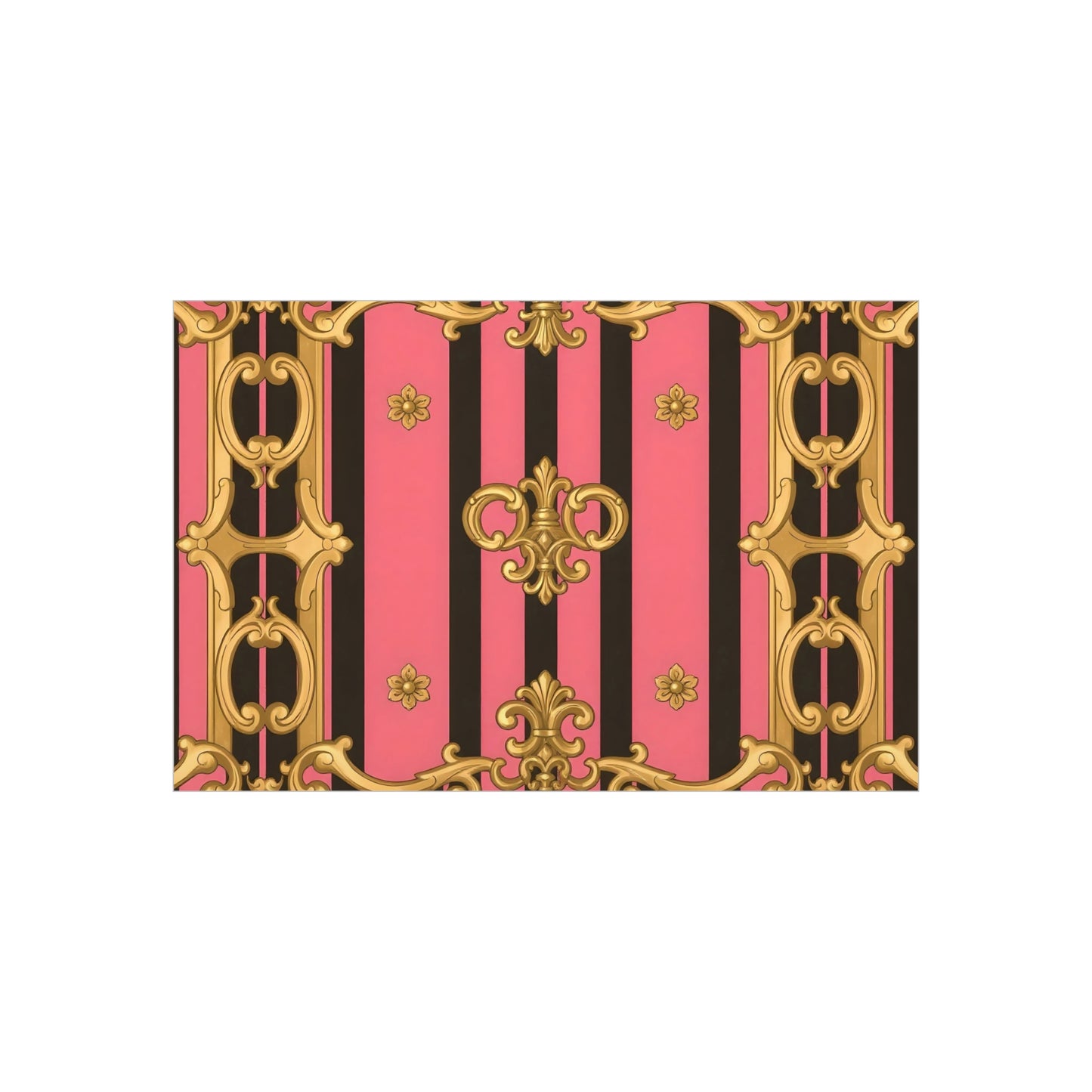 Elegant Decorative Foam Board - Chic Wall Decor, Glam Home Art, Stylish Backdrop, Gift for Her - Pink & Black Striped Gold Baroque