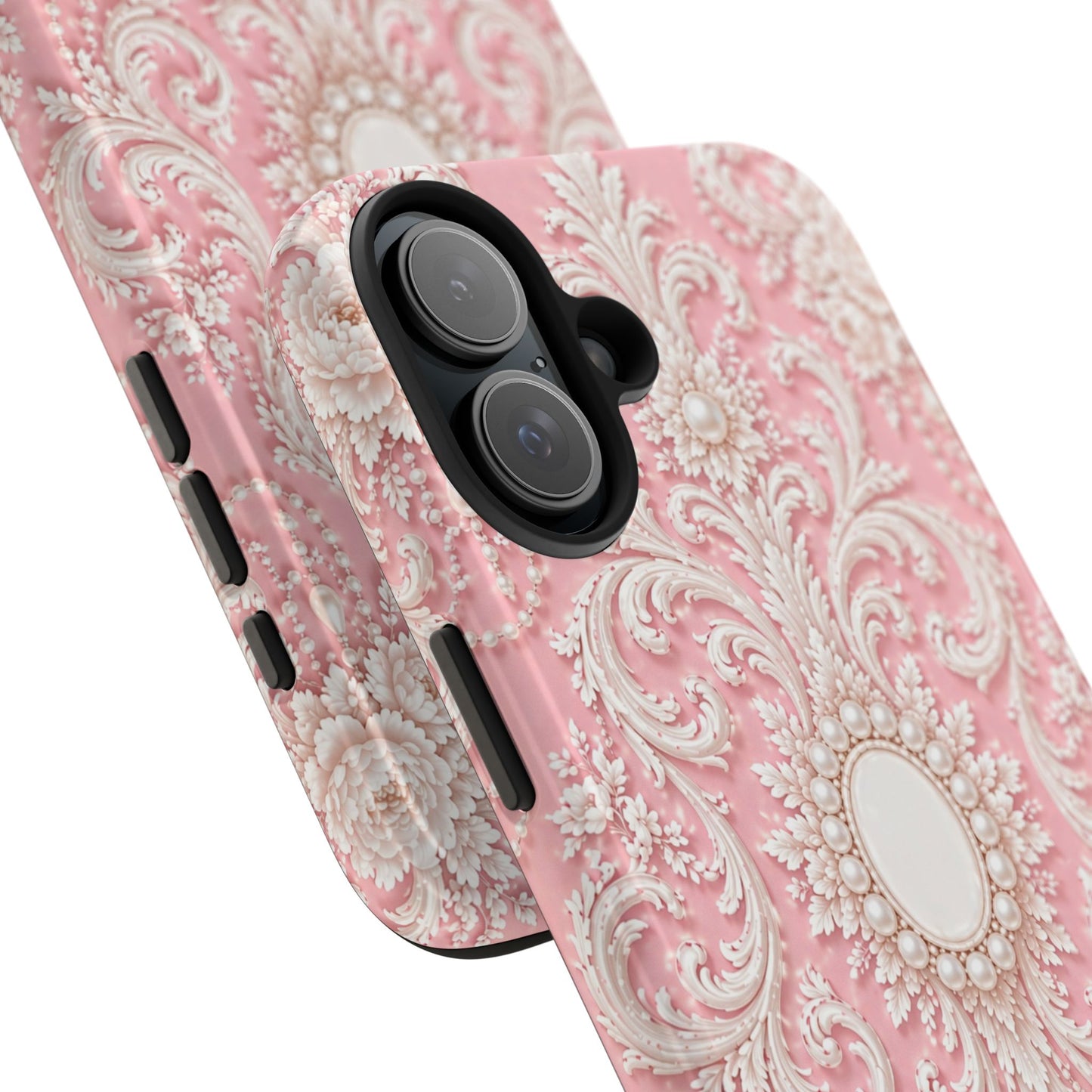 Pink Rococo Elegant Floral Tough Phone Case - Pink Vintage Design