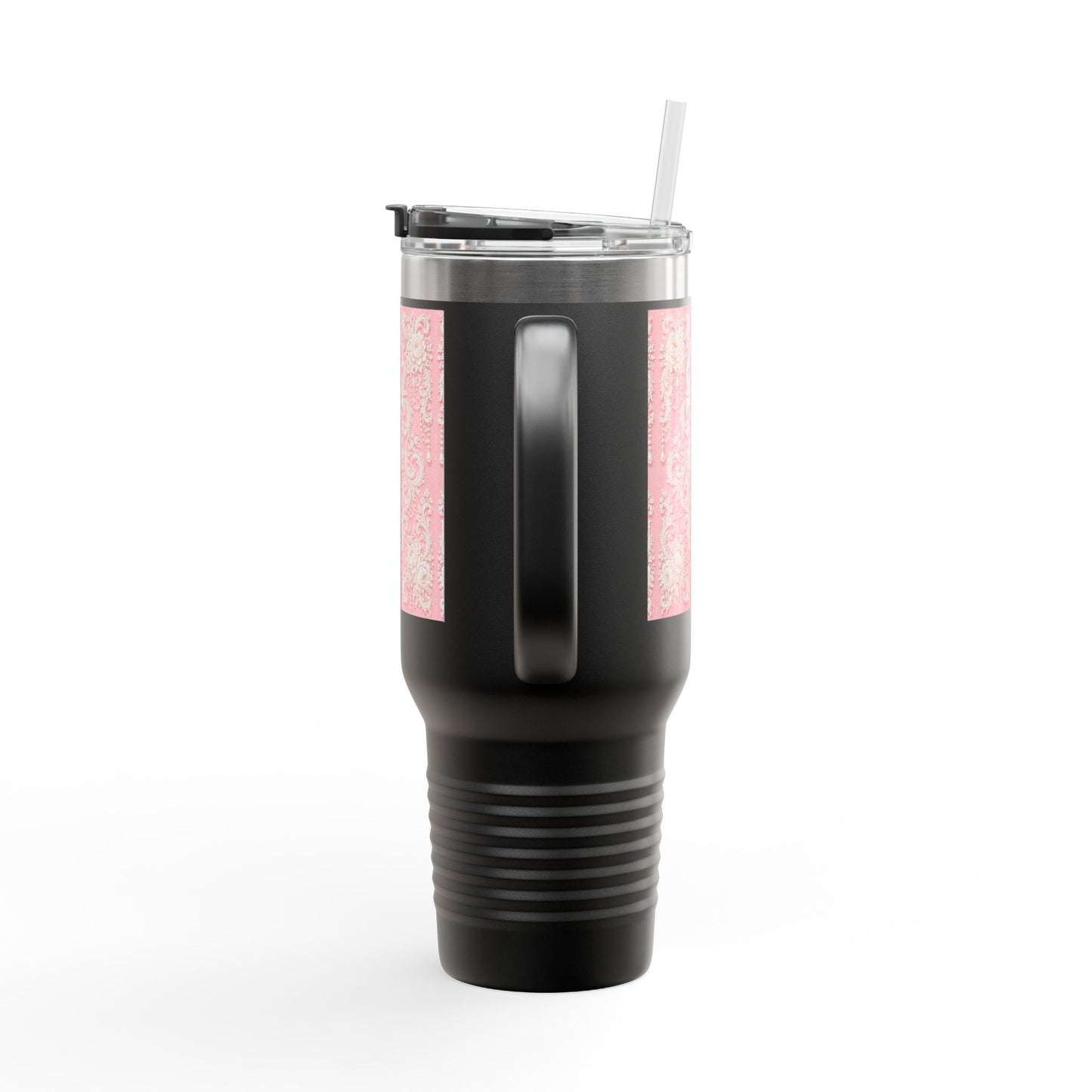 Pink Rococo 40oz Insulated Travel Mug – Pink Vintage Rococo Design