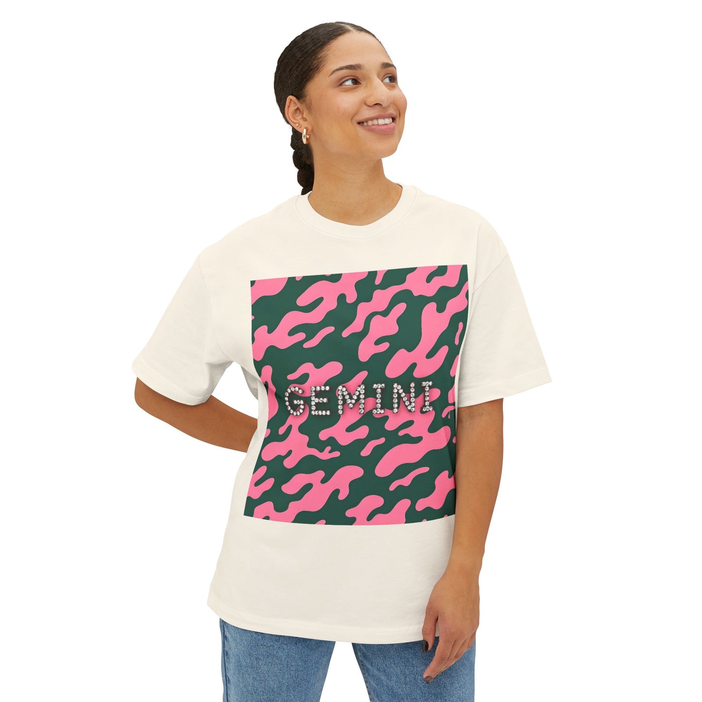 Gemini Camo Oversized Tee - Perfect for Astrology Lovers