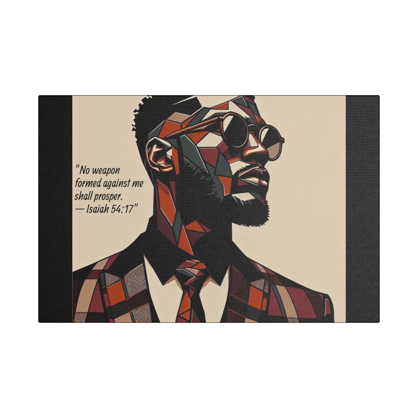 Afro Art Print Canvas, Wall Decor, Satin Stretched Canvas, African American Art, Office Decor, Home Decor - Isaiah 54:17