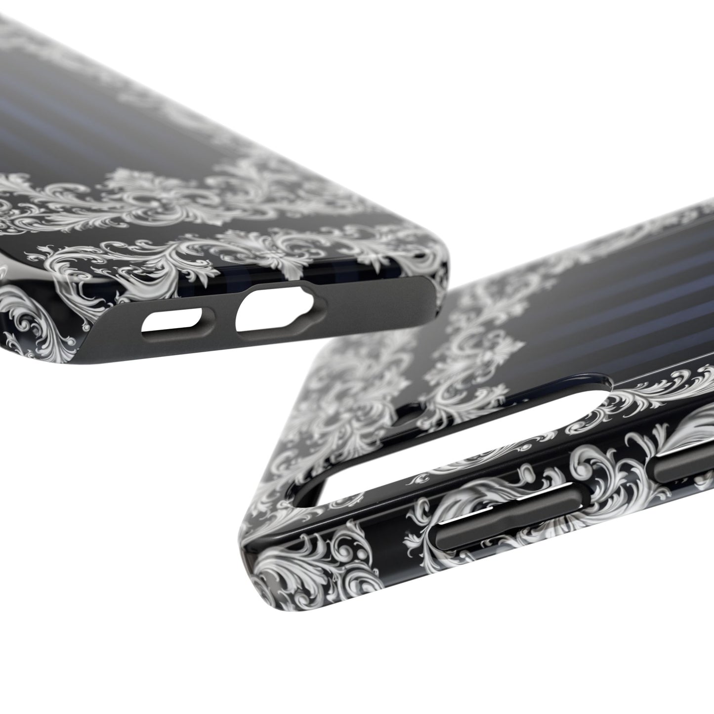 Navy Stripes & Baroque Tough Phone Case — Protective Decorative iPhone Case