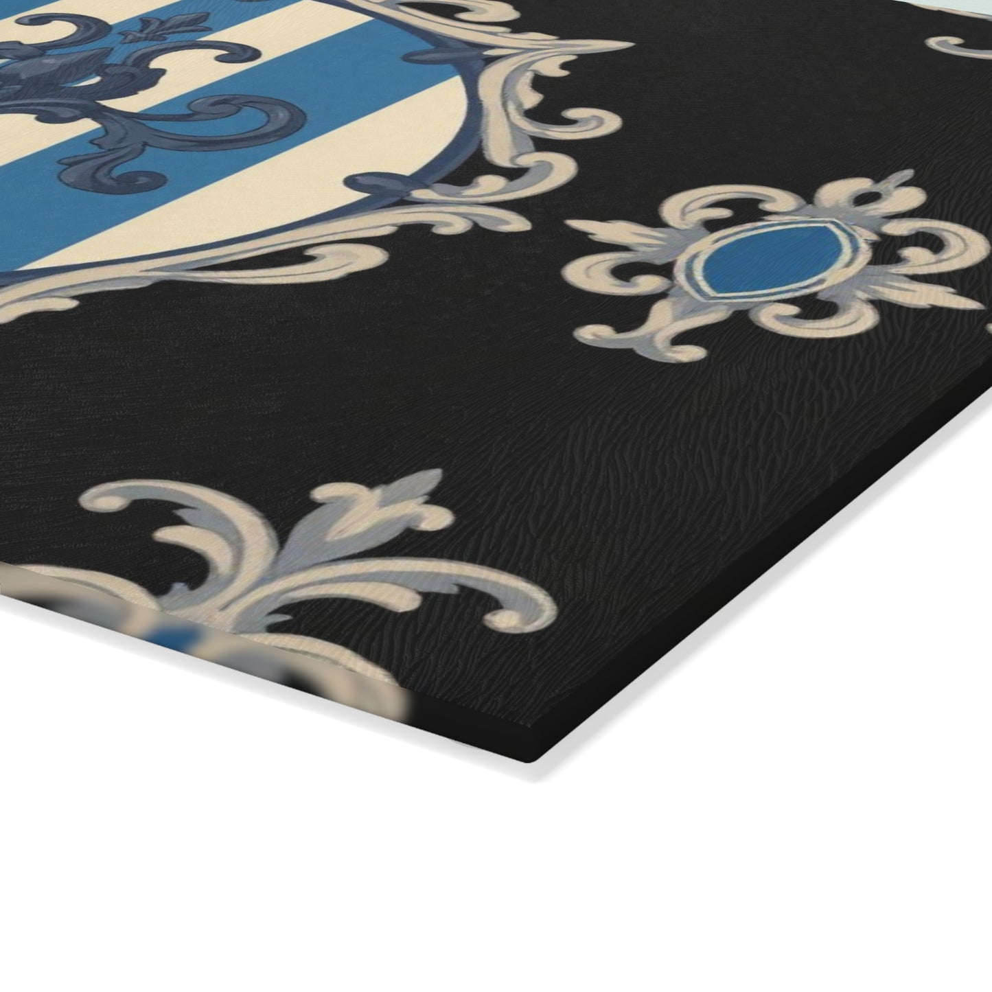 Elegant Blue & Alabaster Striped Baroque Glass Cutting Board, Kitchen Decor, Housewarming Gift, Wedding Gift, Chef's Gift, Cooking Accessory