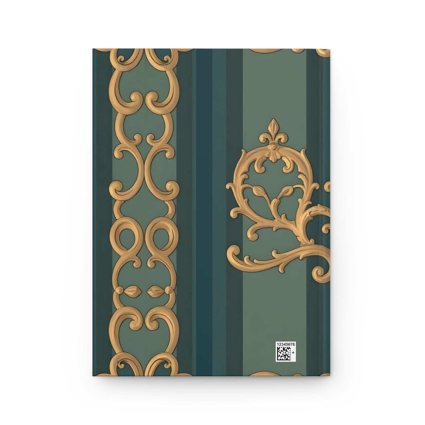 Elegant Vintage Hardcover Journal - Ornate Design for Writers and Dreamers - Smoky Blue & Teal Striped Baroque