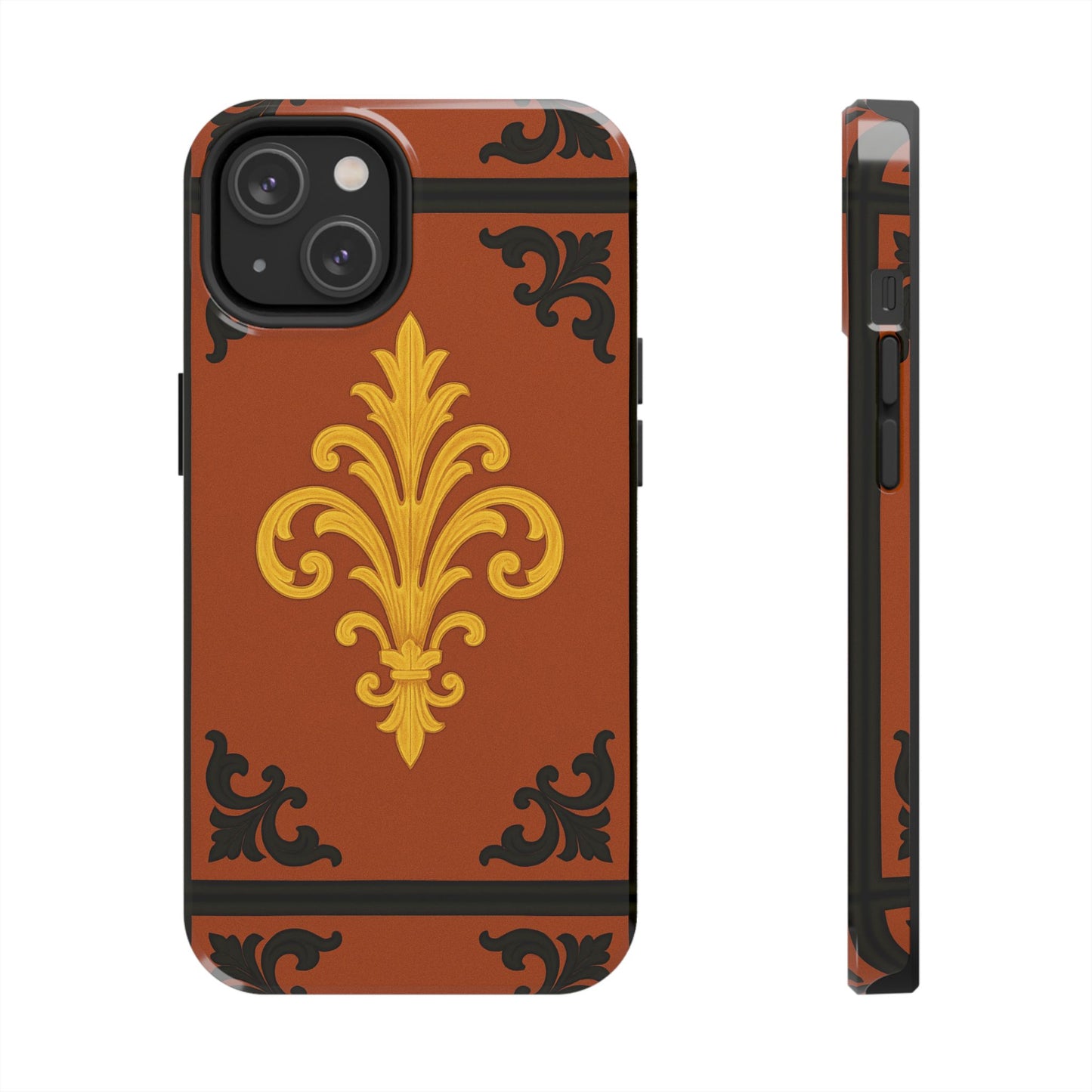 Dusk Terracotta Baroque Tough Phone Case — Vintage Baroque Design, Protective iPhone Cover