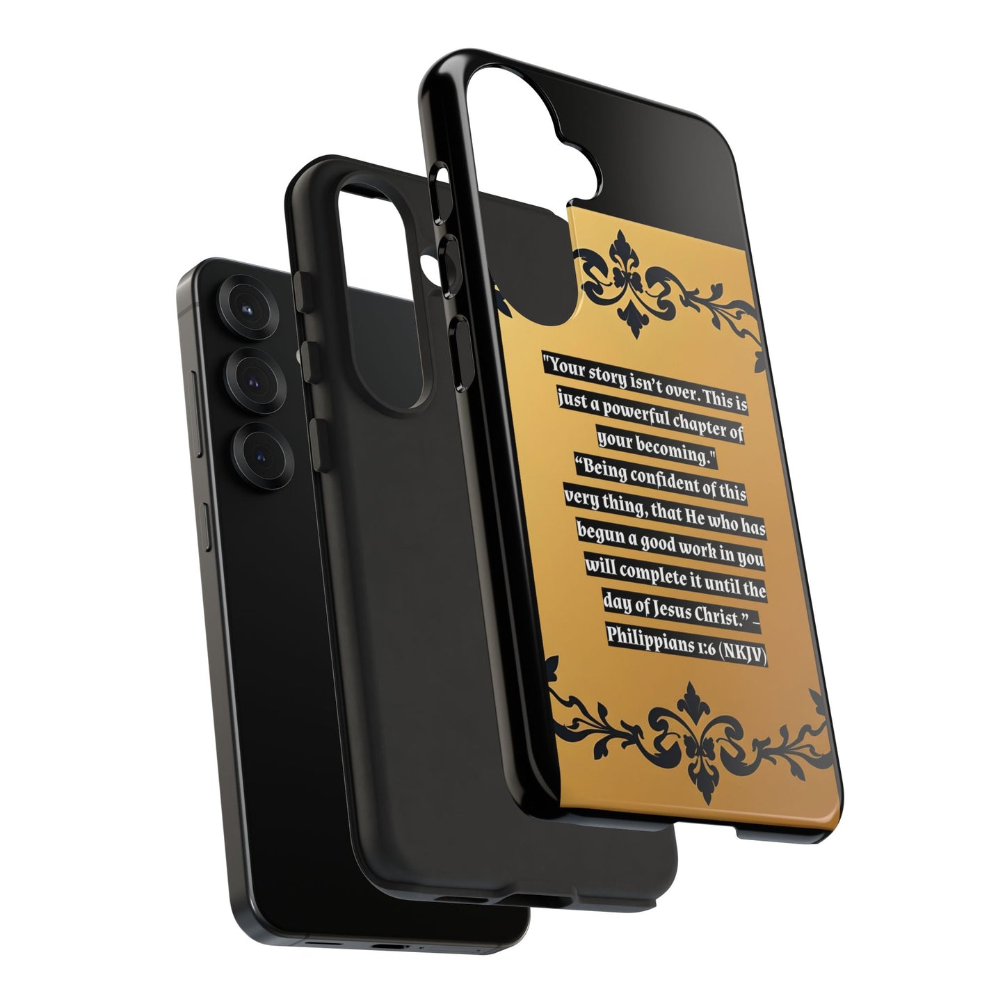 Elegant Floral Motif Phone Case - Tough Cases with Vintage Design - "Your story isn't over"