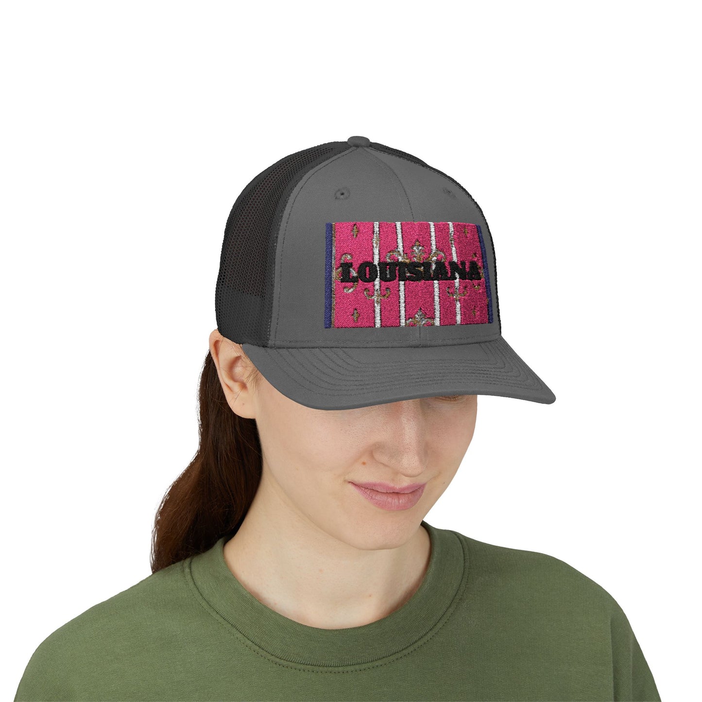 Louisiana Pink Beaded Snapback Trucker Cap | Festival Hat, Summer Accessory, Beach Wear, Gift for Travelers, Boho Style