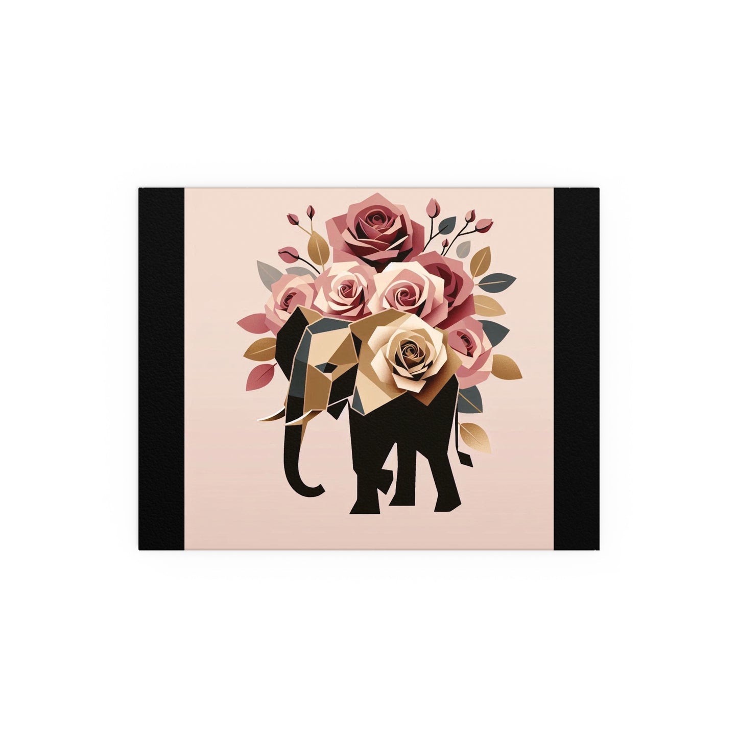 Elegant Floral Silk Poster - Indoor/Outdoor Wall Art for Home Decor - Black & Gold Elephant & Roses