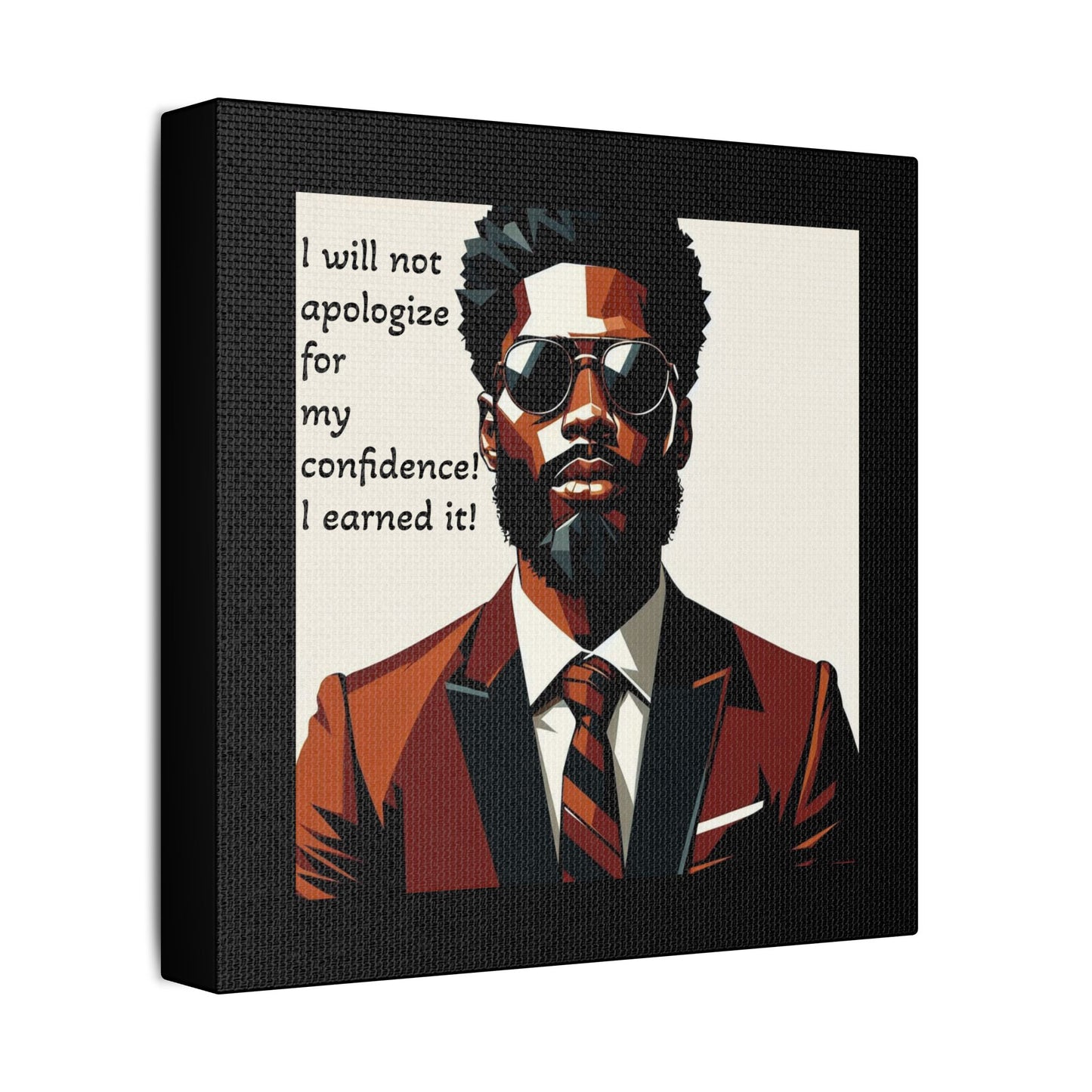 Afro Art Print Canvas, Wall Decor, Satin Stretched Canvas, African American Art, Office Decor, Home Decor - Confident Man In Suit