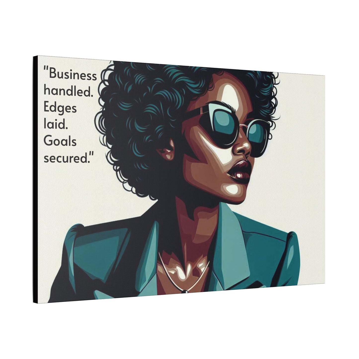Afro Art Print Canvas, Wall Decor, Satin Stretched Canvas, African American Art, Office Decor, Home Decor - "Business handled."