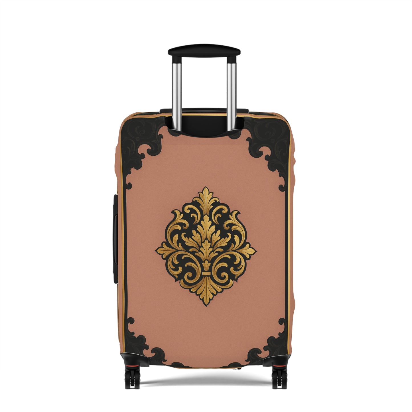 Mauve & Black-Gold Baroque Vintage Luggage Cover — Elegant Travel Protector