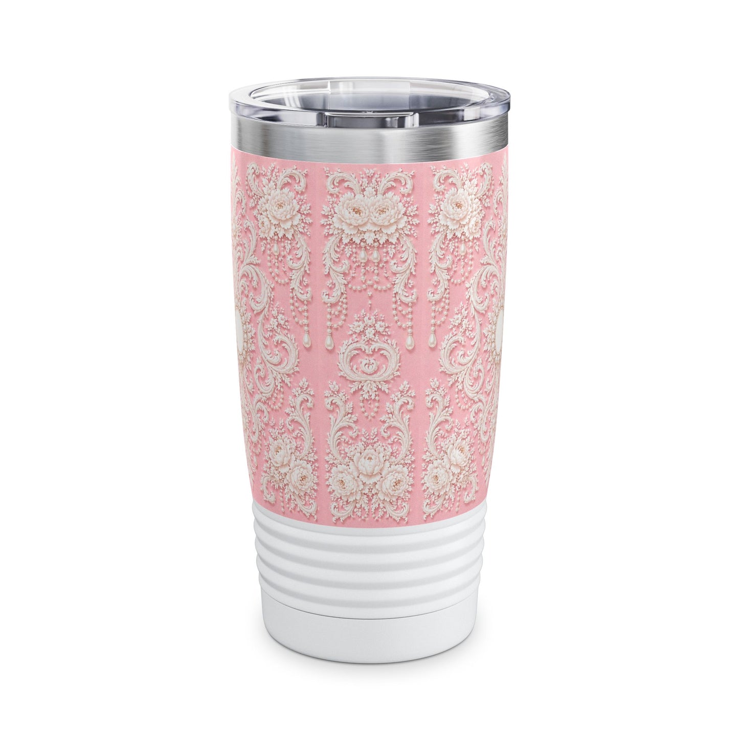 Pink Rococo 20oz Tumbler – Elegant Floral Insulated Travel Cup
