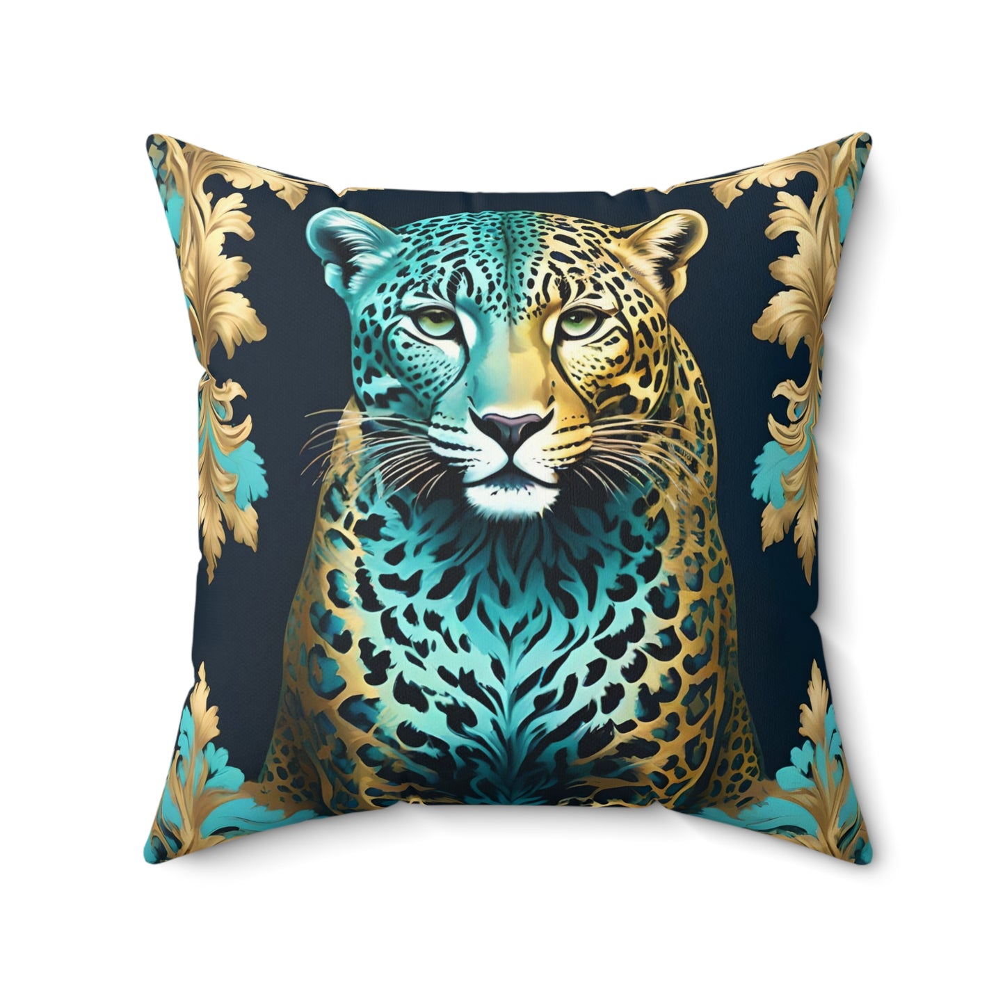 Elegant Leopard Print Faux Suede Pillow - Luxurious Home Decor - Turquoise Leopard