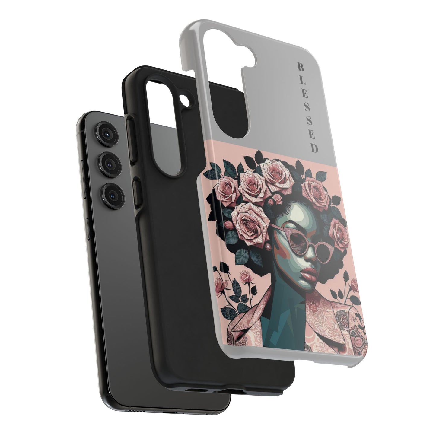 Blessed Floral Tough Phone Cases | Unique Gift for Her, Gift for Mom, Stylish Protection, Birthday Present, Black Girl Art