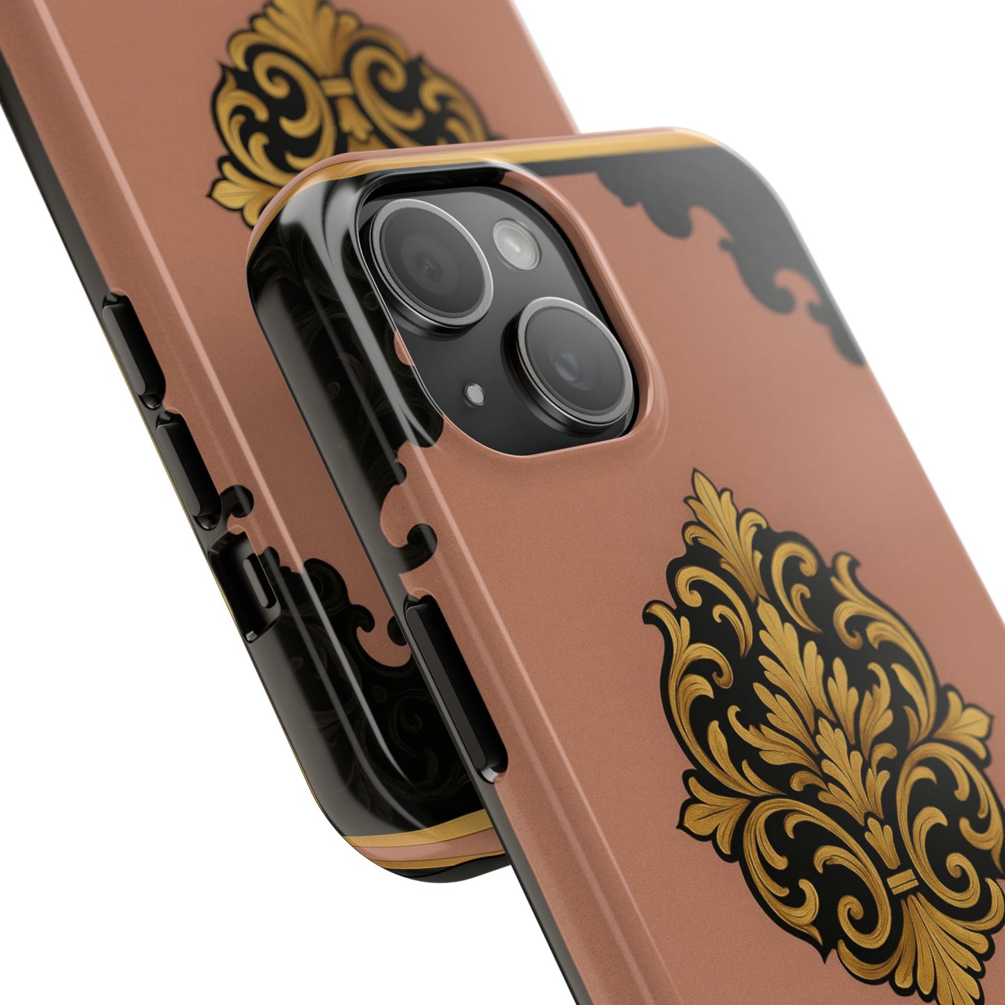 Mauve & Black-Gold Baroque Tough Phone Case — Ornate Protective iPhone Cover