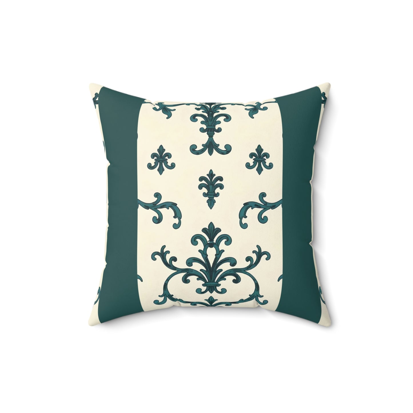 Spun Polyester Square Pillow - Teal Striped Rococo