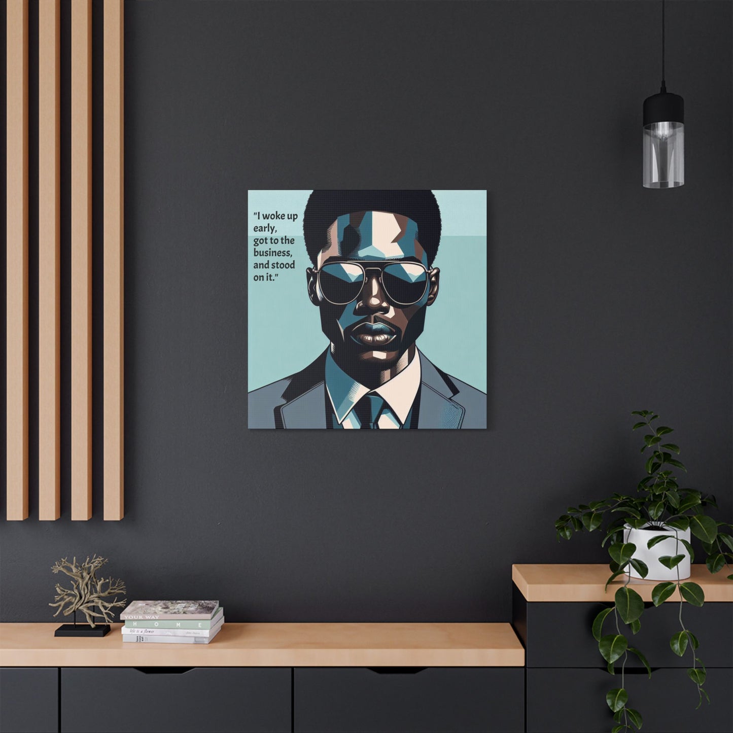 Afro Art Print Canvas, Wall Decor, Satin Stretched Canvas, African American Art, Office Decor, Home Decor - "I woke up early"