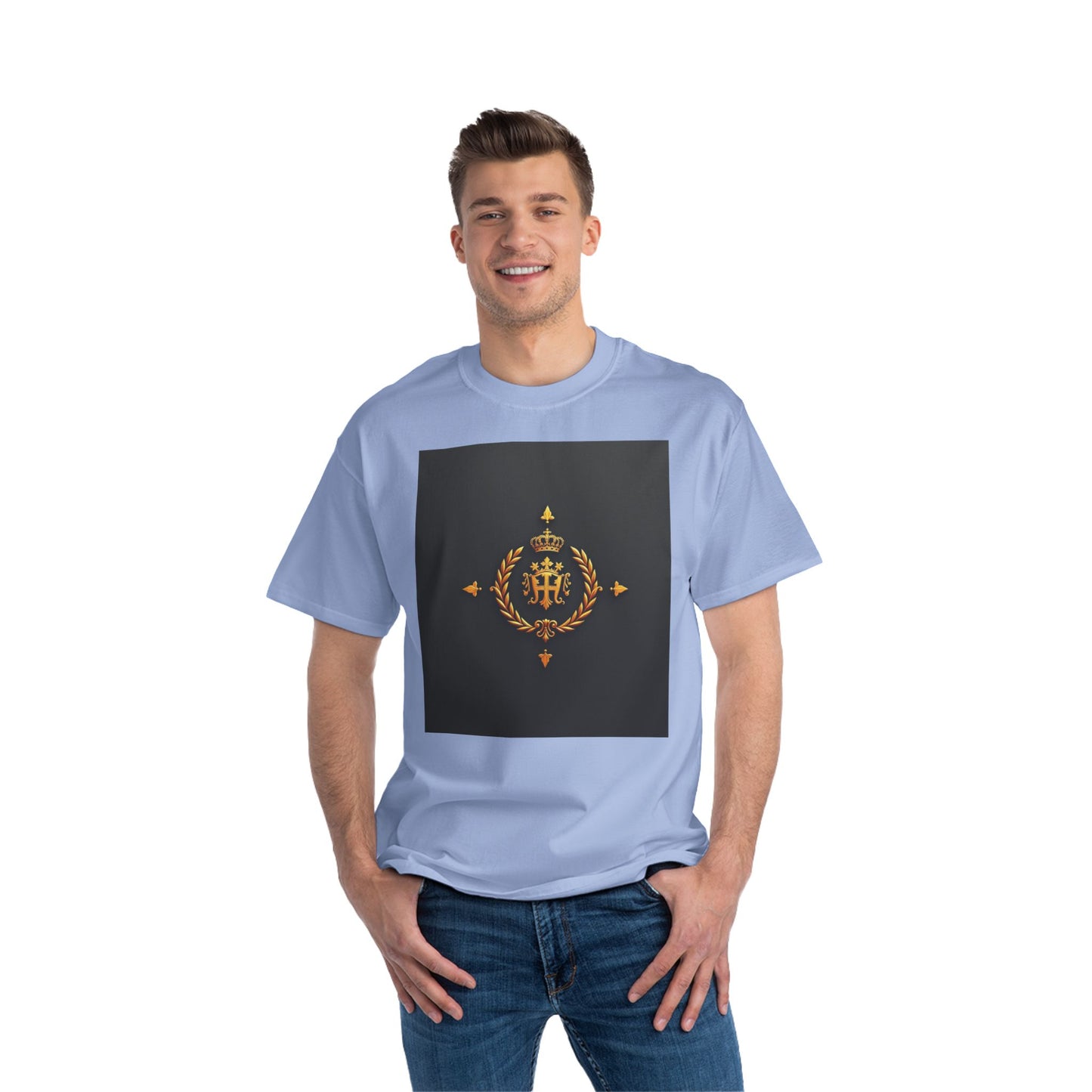 Stylish Gold Emblem T-Shirt, Casual Tee, Unique Gift, Everyday Wear, Graphic Shirt, Fashion Statement - Gold Crest
