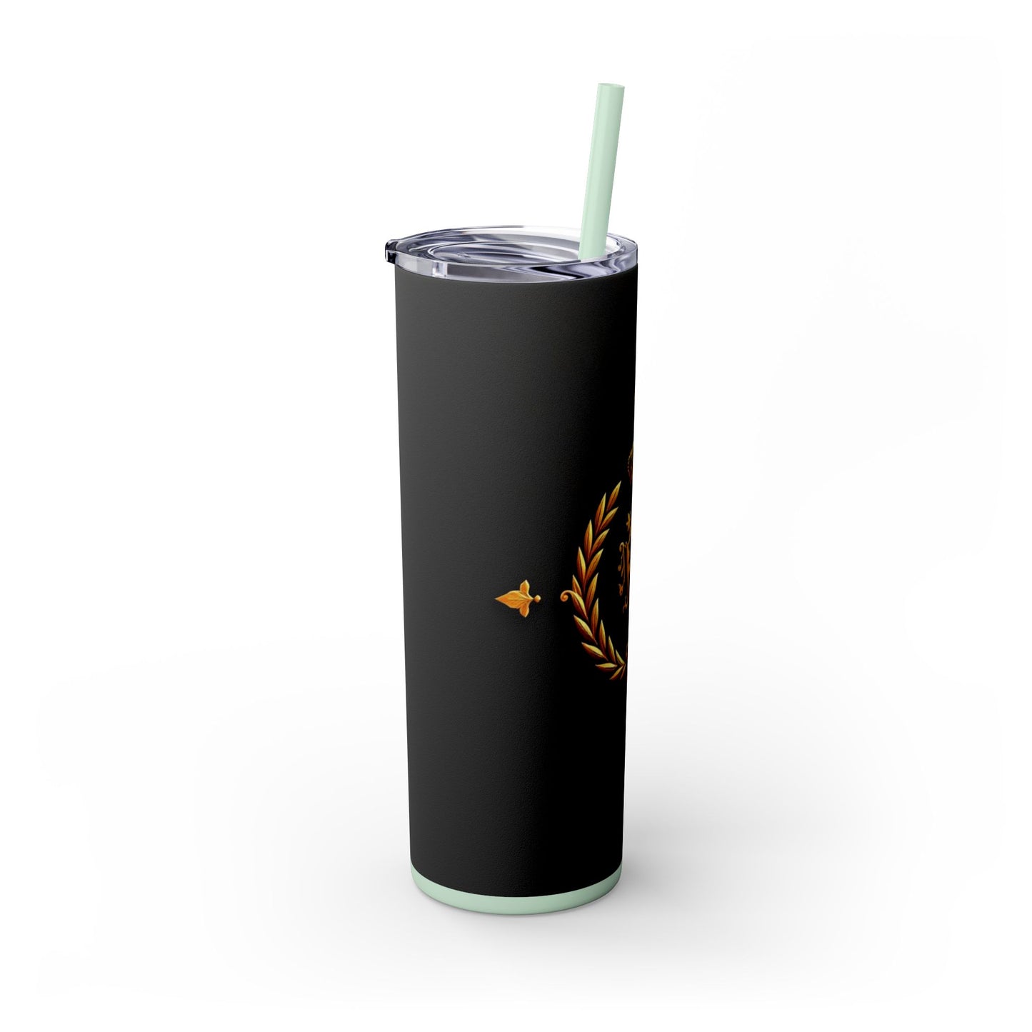 Elegant Gold Crown Skinny Tumbler with Straw, 20oz - Stylish Drinkware for Every Occasion, Royal Inspired, Ideal Gift for Her - Gold Crest
