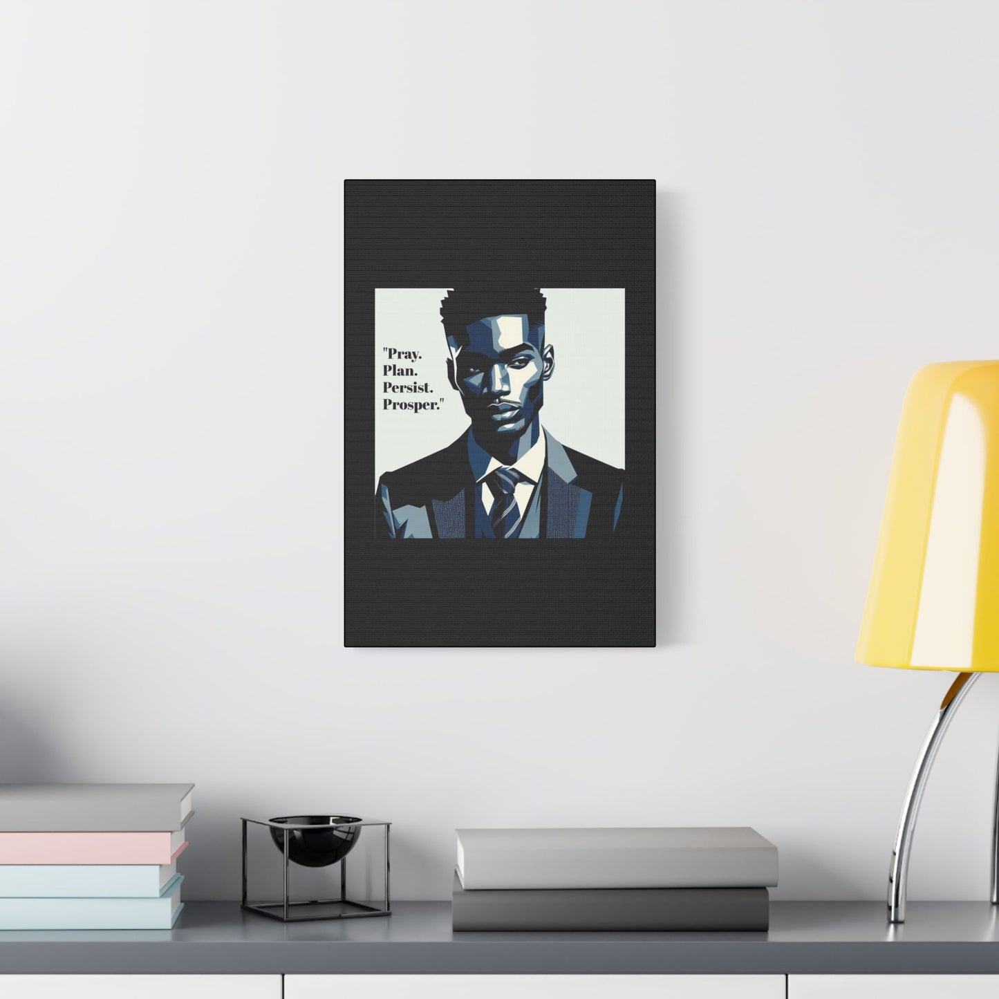 Afro Art Print Canvas, Wall Decor, Satin Stretched Canvas, African American Art, Office Decor, Home Decor - "Pray. Plan. Persist. Prosper."