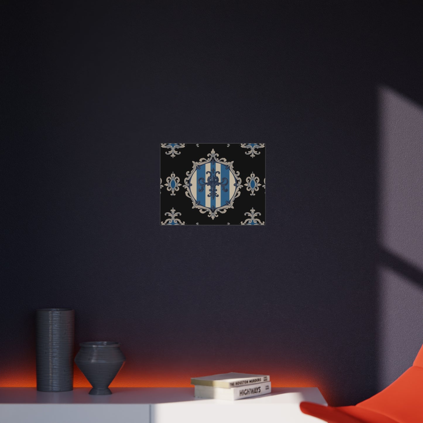 Elegant Blue & Alabaster Striped Baroque Decorative Foam Board Art, Home Decor Wall Display, Unique Gift for Housewarming, Event Decorations