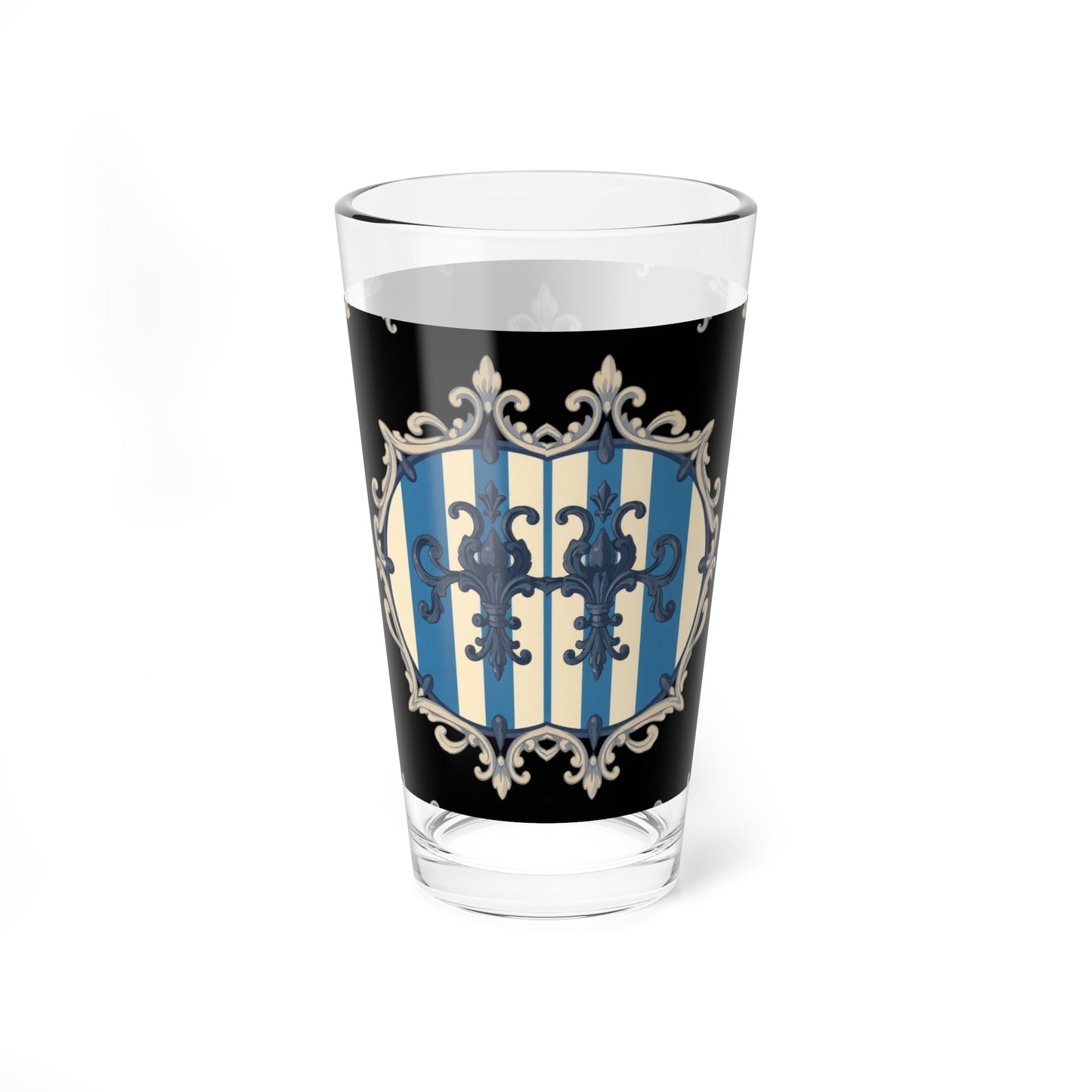Elegant Blue & Alabaster Striped Baroque Mixing Glass, 16oz | Vintage Barware, Cocktail Lover Gift, Unique Drinkware, Celebration Essential