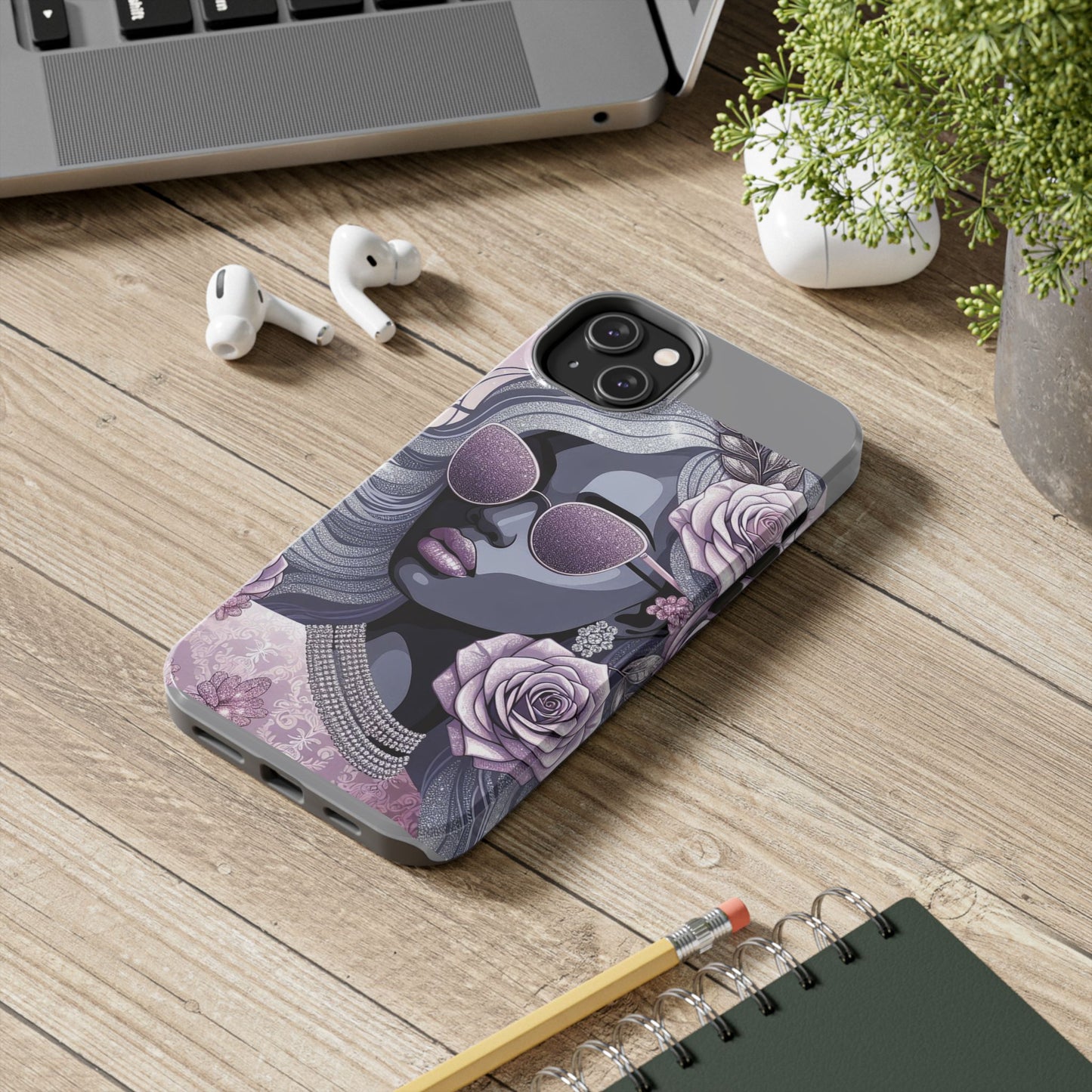Glamorous Floral Tough Phone Case - Chic Protection for Trendsetters - Lilac & Lavender
