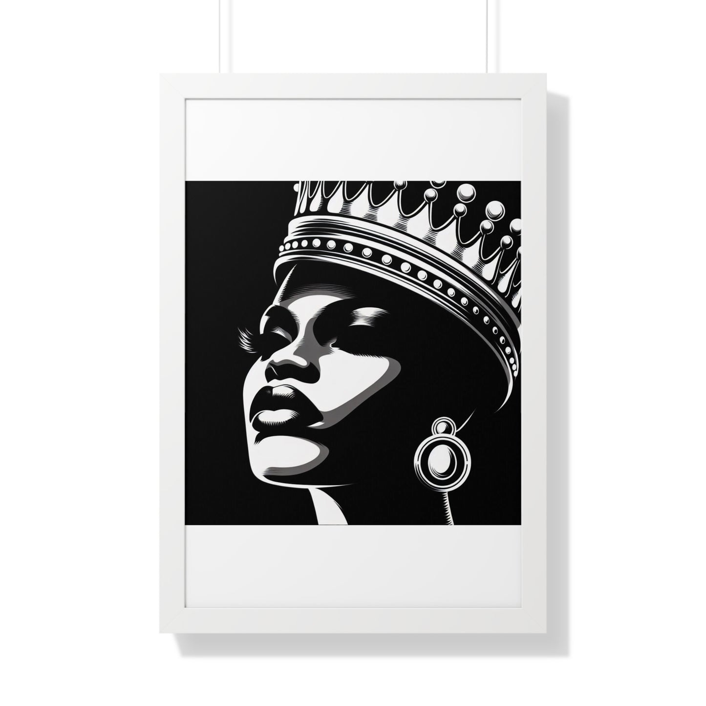 Elegant Crowned Queen Wall Art, Framed Vertical Poster, Home Decor, Modern Wall Art, Gift for Her, Inspirational Art