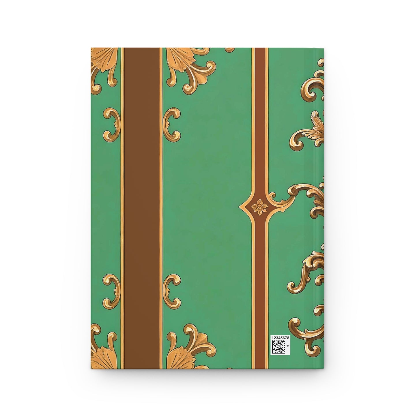 Elegant Vintage Hardcover Journal - Timeless Design for Everyday Writing - Rust & Green Striped Baroque