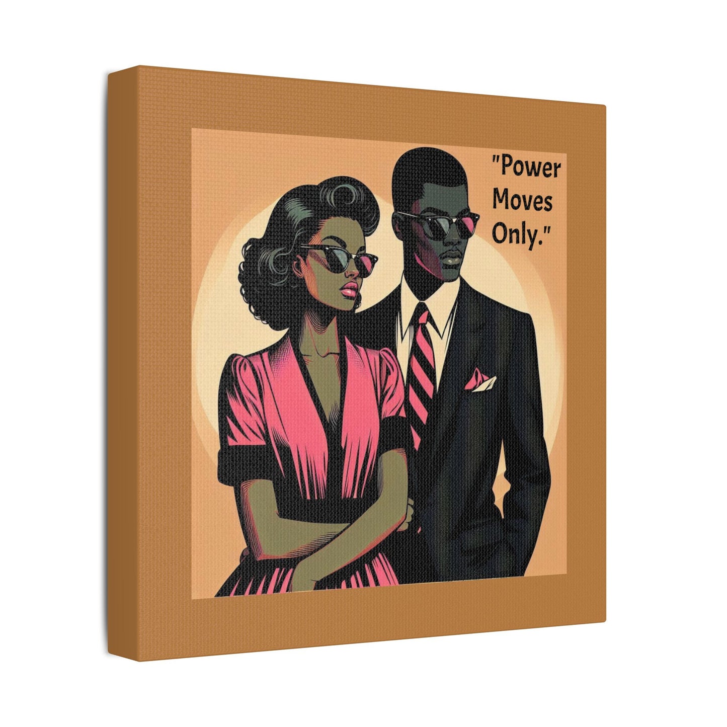 Afro Art Print Canvas, Wall Decor, Satin Stretched Canvas, African American Art, Office Decor, Home Decor - "Power Moves Only."