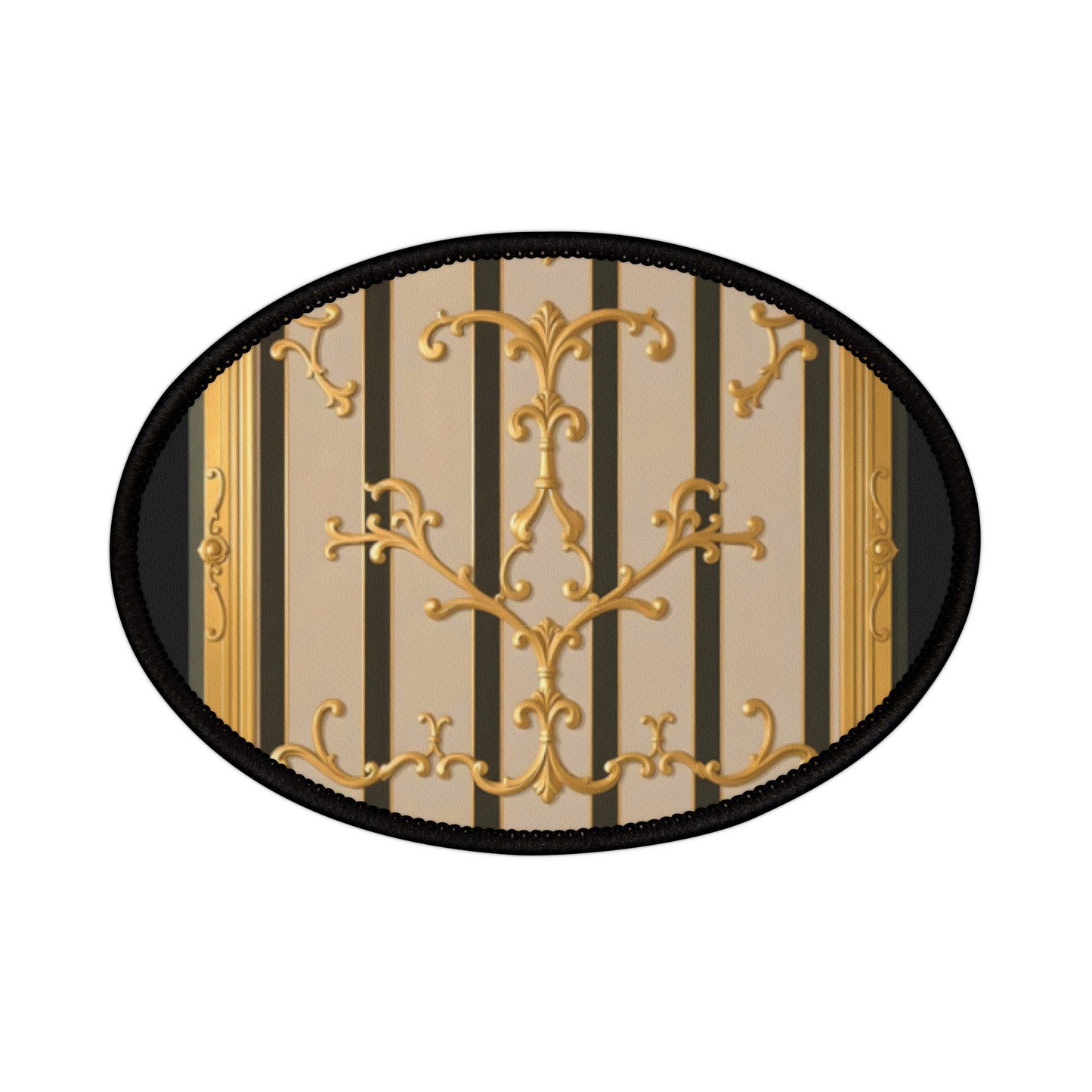 Iron-On Patches - Beige Striped Gold Rococo