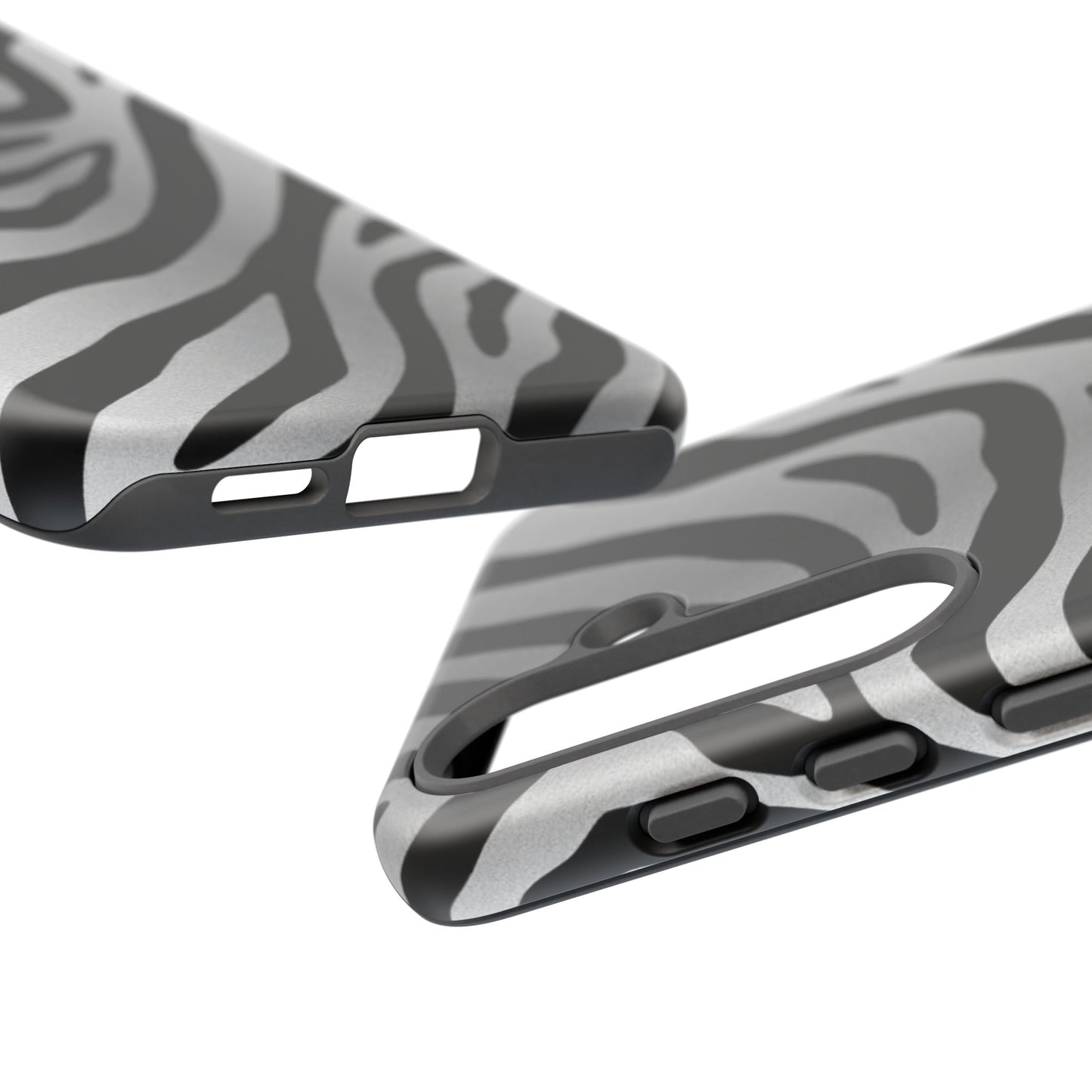 Zebra Print Tough Phone Case - Silver
