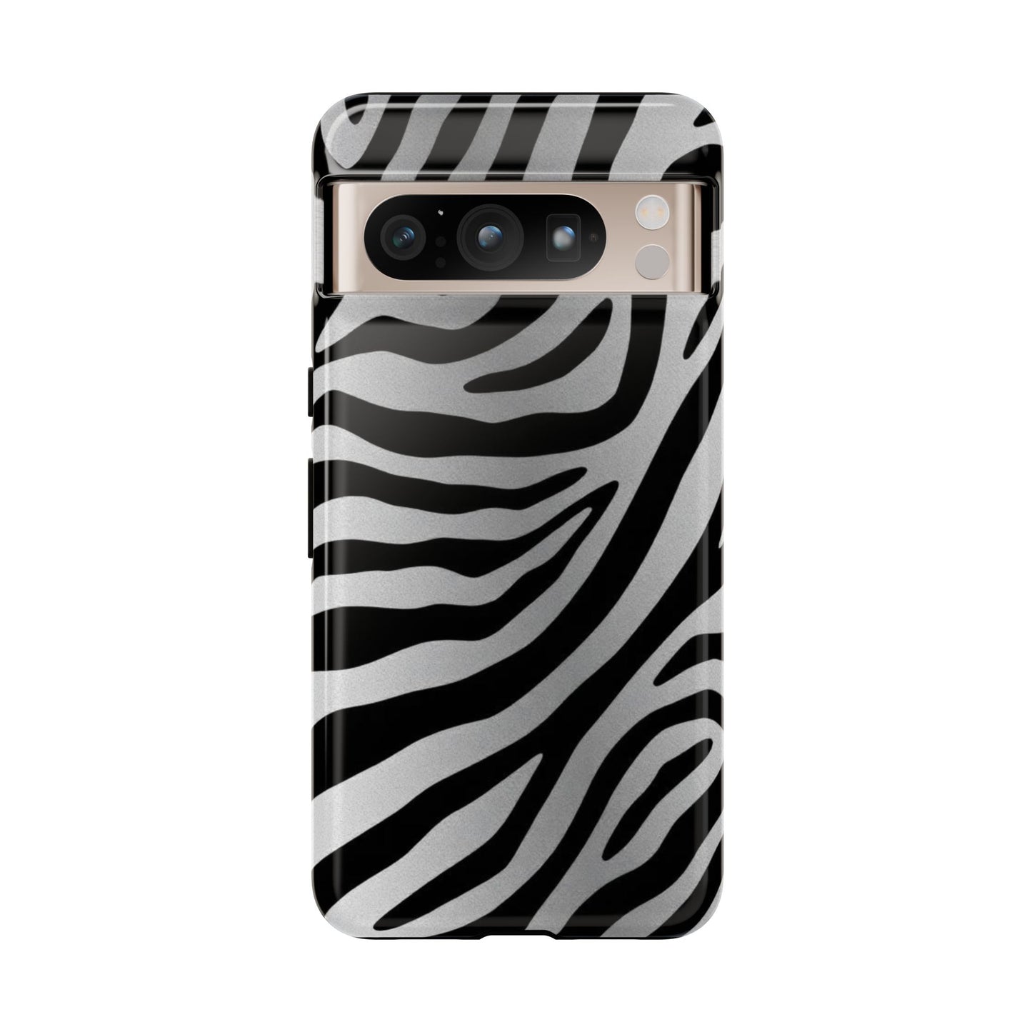 Zebra Print Tough Phone Case - Silver