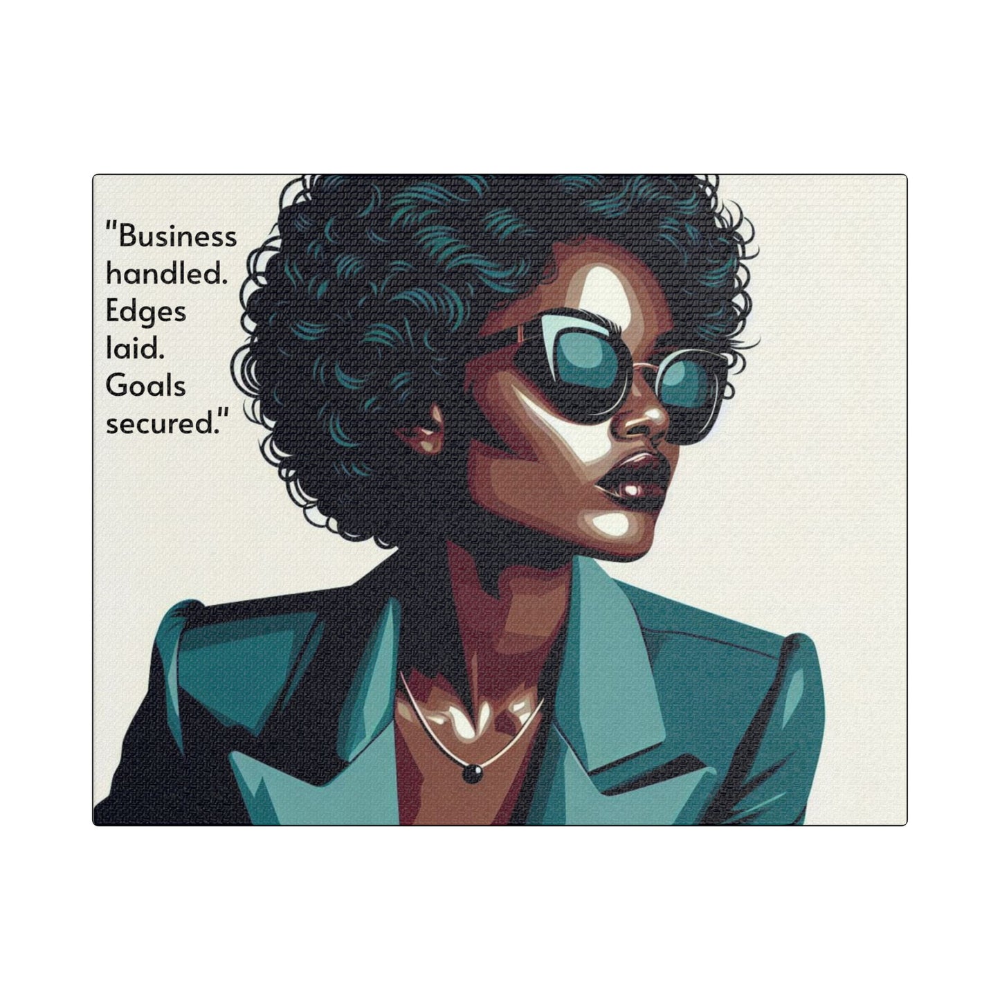 Afro Art Print Canvas, Wall Decor, Satin Stretched Canvas, African American Art, Office Decor, Home Decor - "Business handled."