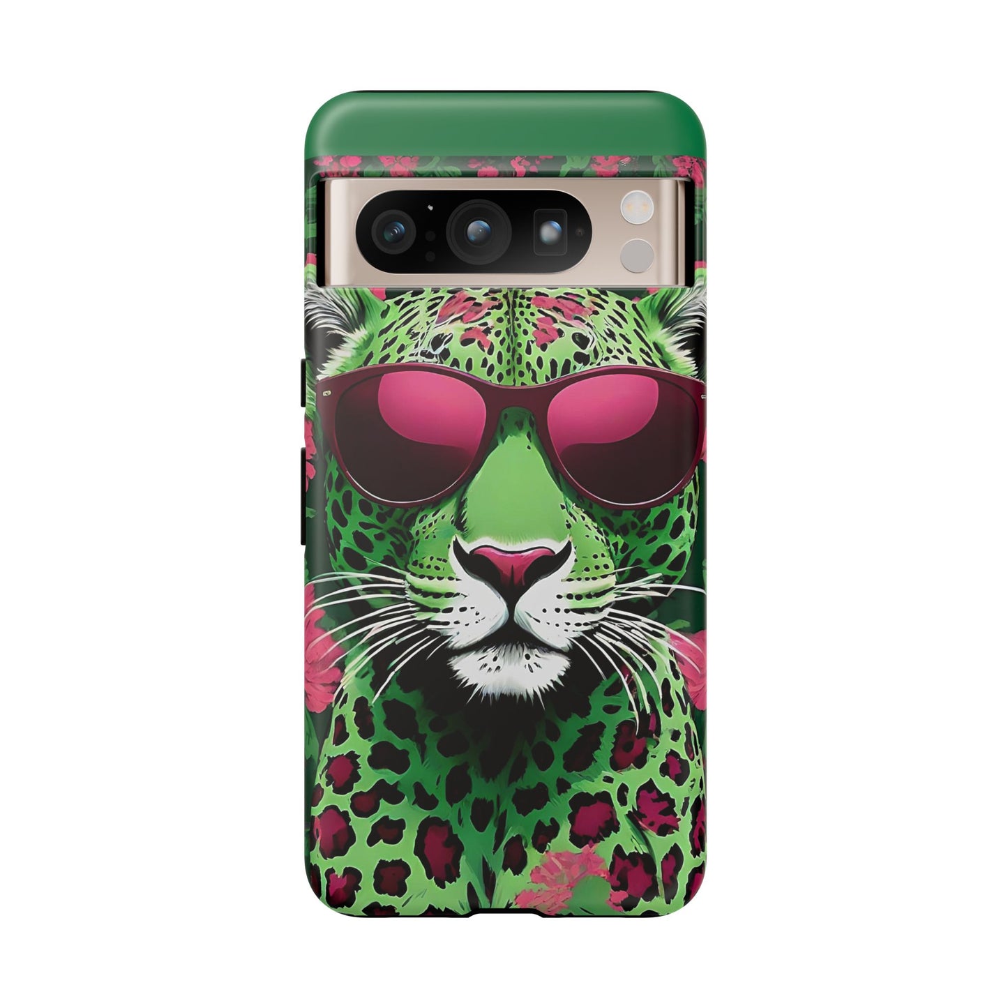 Phone Case - Lime Green & Burgundy Leopard In Sunglasses Design