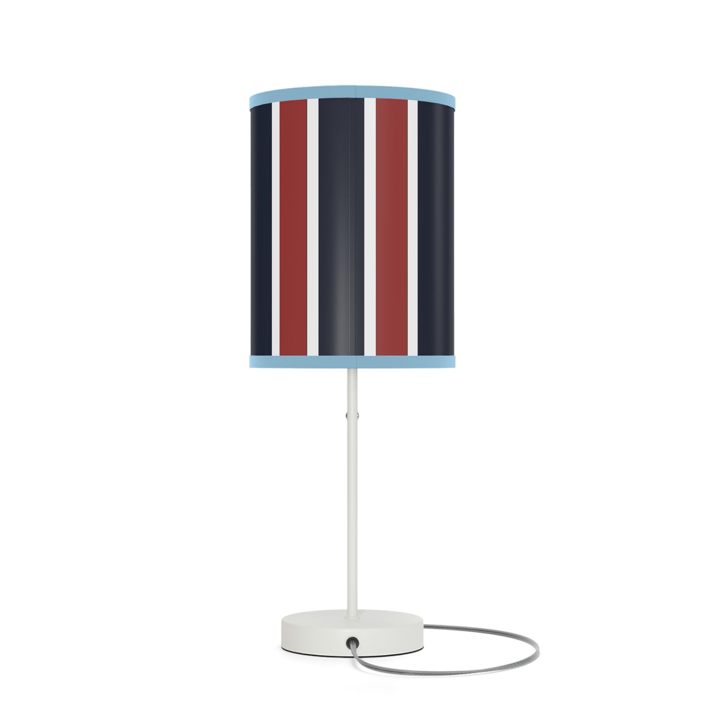 Lunar Midnight & Red-White Striped Stylish Table Lamp, Modern Home Decor, Bedroom Lighting, Unique Gift for Her, Desk Illumination