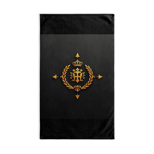Luxurious Monogrammed Hand Towel with Regal Design, Elegant Kitchen Accessory, Perfect Gift for Weddings, Housewarming - Gold Crest