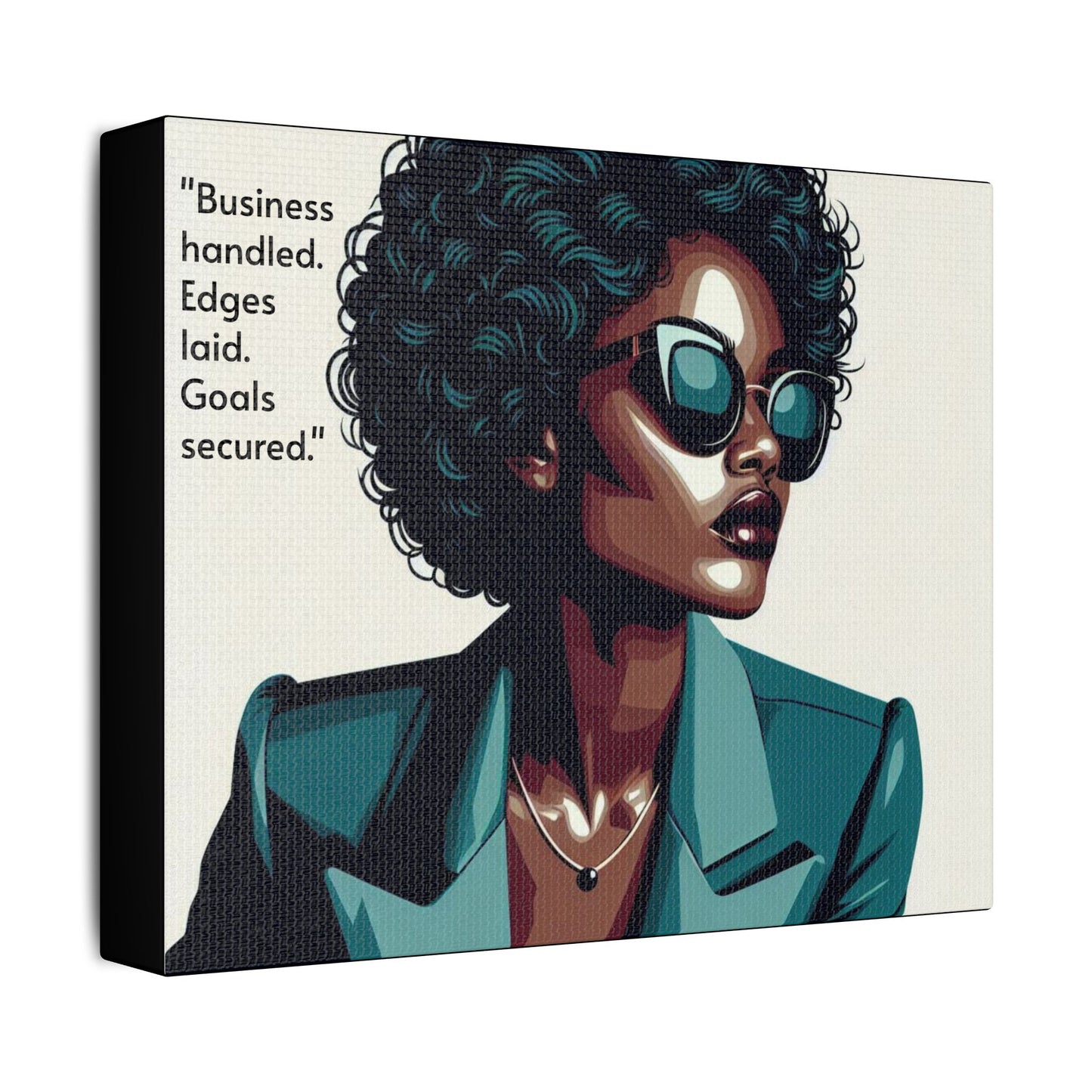 Afro Art Print Canvas, Wall Decor, Satin Stretched Canvas, African American Art, Office Decor, Home Decor - "Business handled."