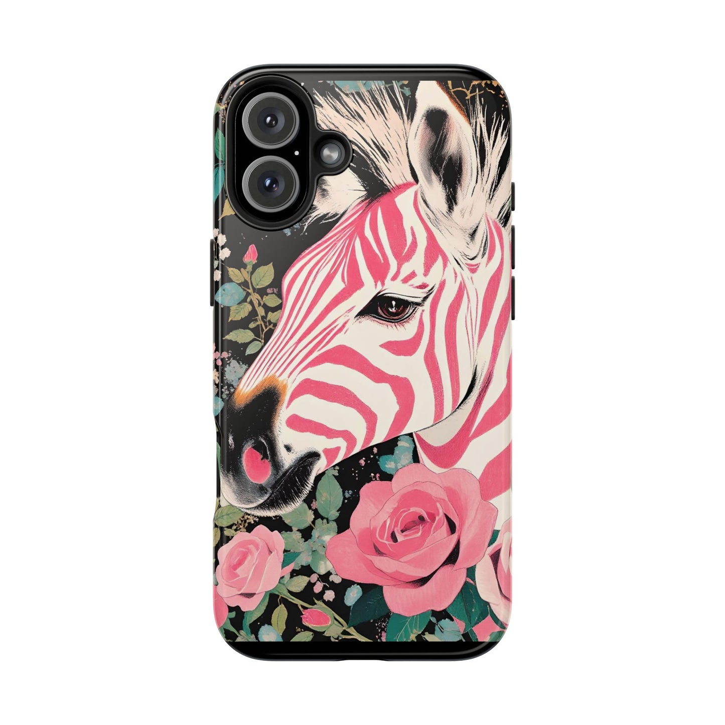 Pink Zebra Tough Phone Case - Trendy Floral Design for Animal Lovers