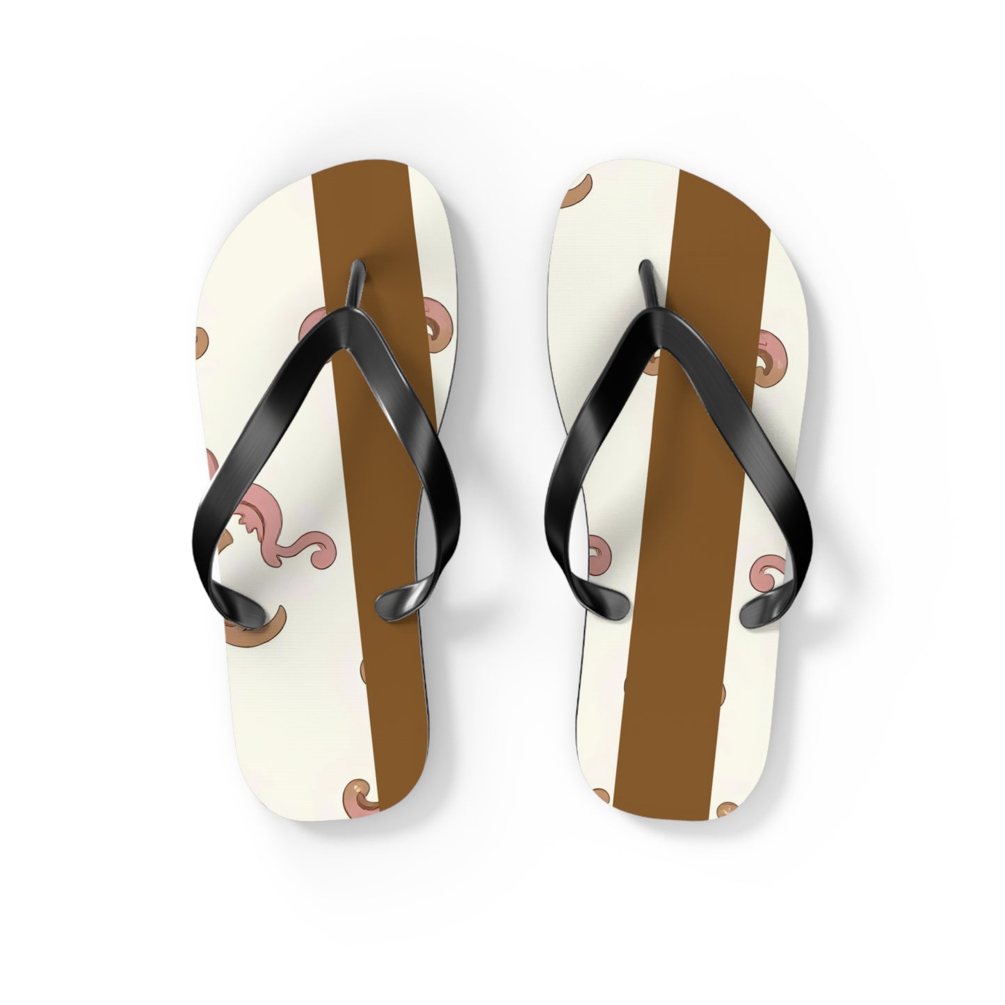 Stylish Flip Flops - Summer Footwear, Beach Ready, Vacation Essentials, Casual Sandals, Gift for Her - Brown Striped Pink Arabesque
