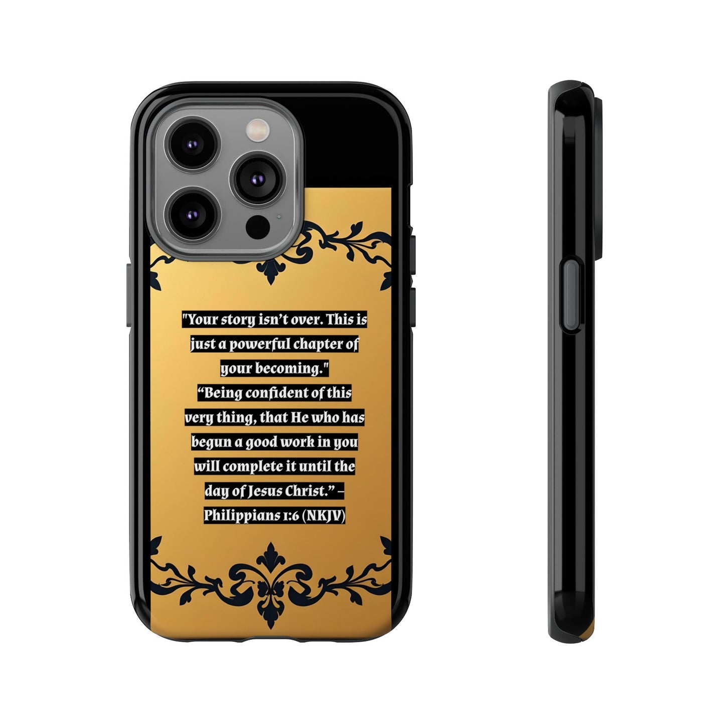 Elegant Floral Motif Phone Case - Tough Cases with Vintage Design - "Your story isn't over"