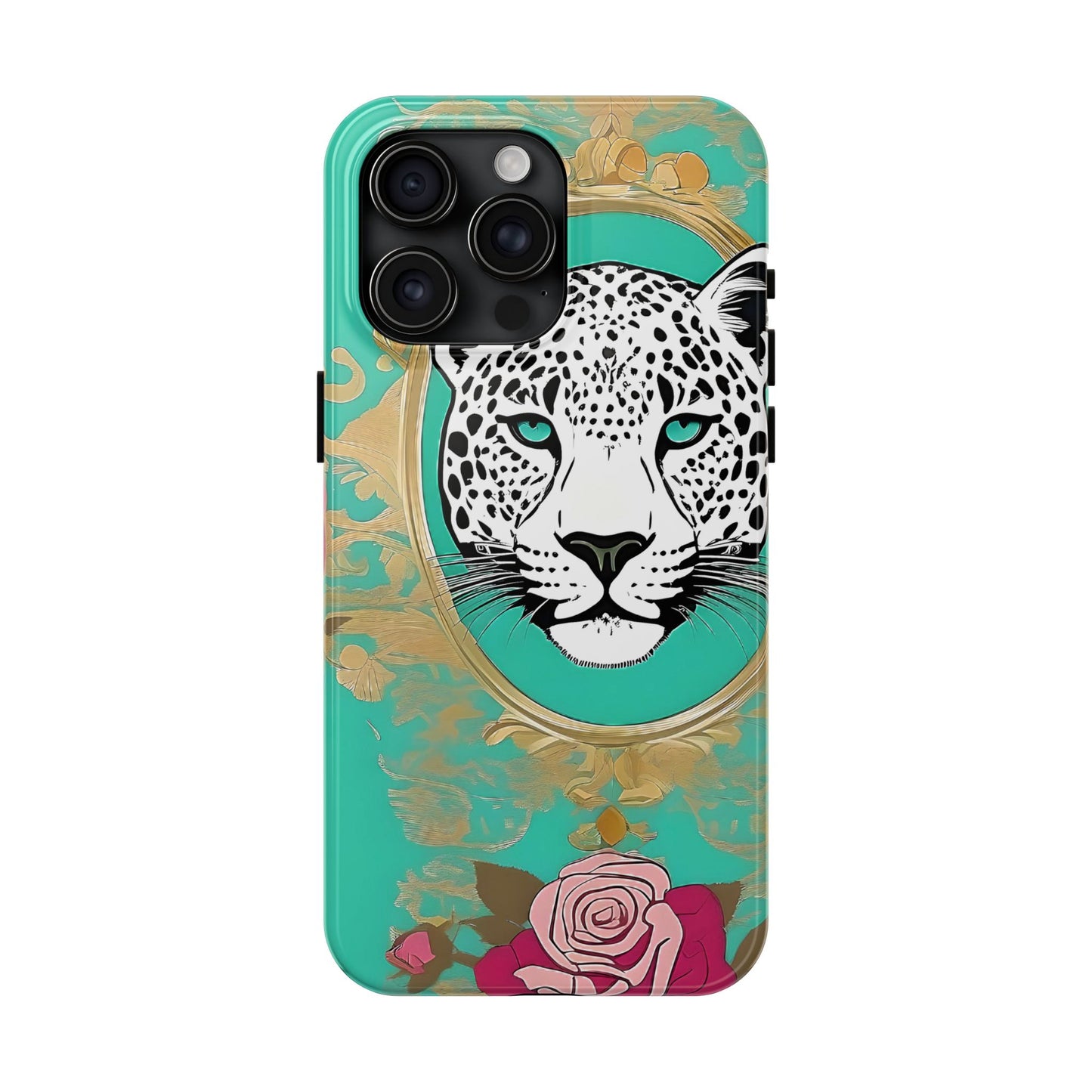 Leopard Tough Phone Case - Trendy Floral Design for Animal Lovers - Leopard & Rose
